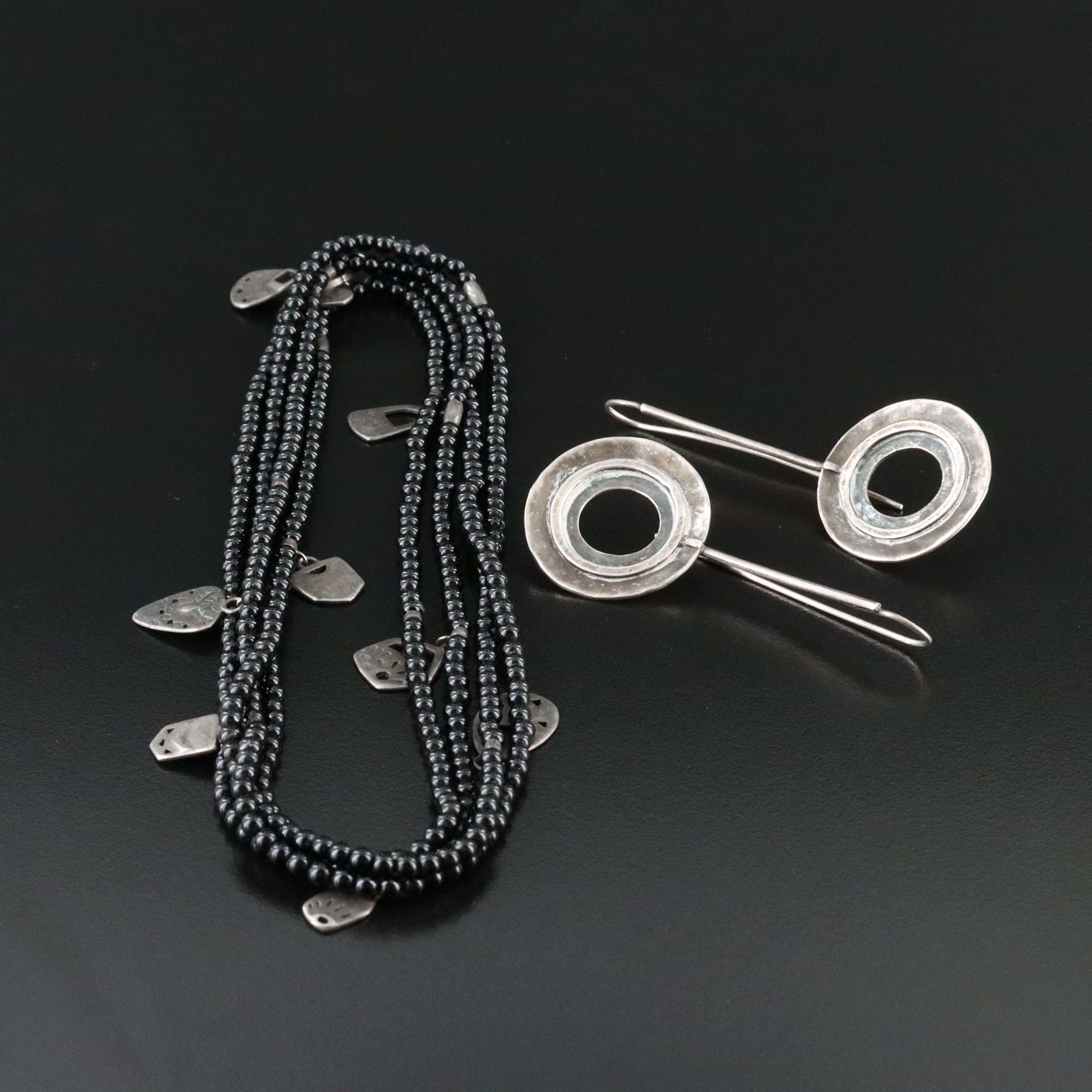 Silpada Sterling Black Onyx Necklace and Pendulum Earrings