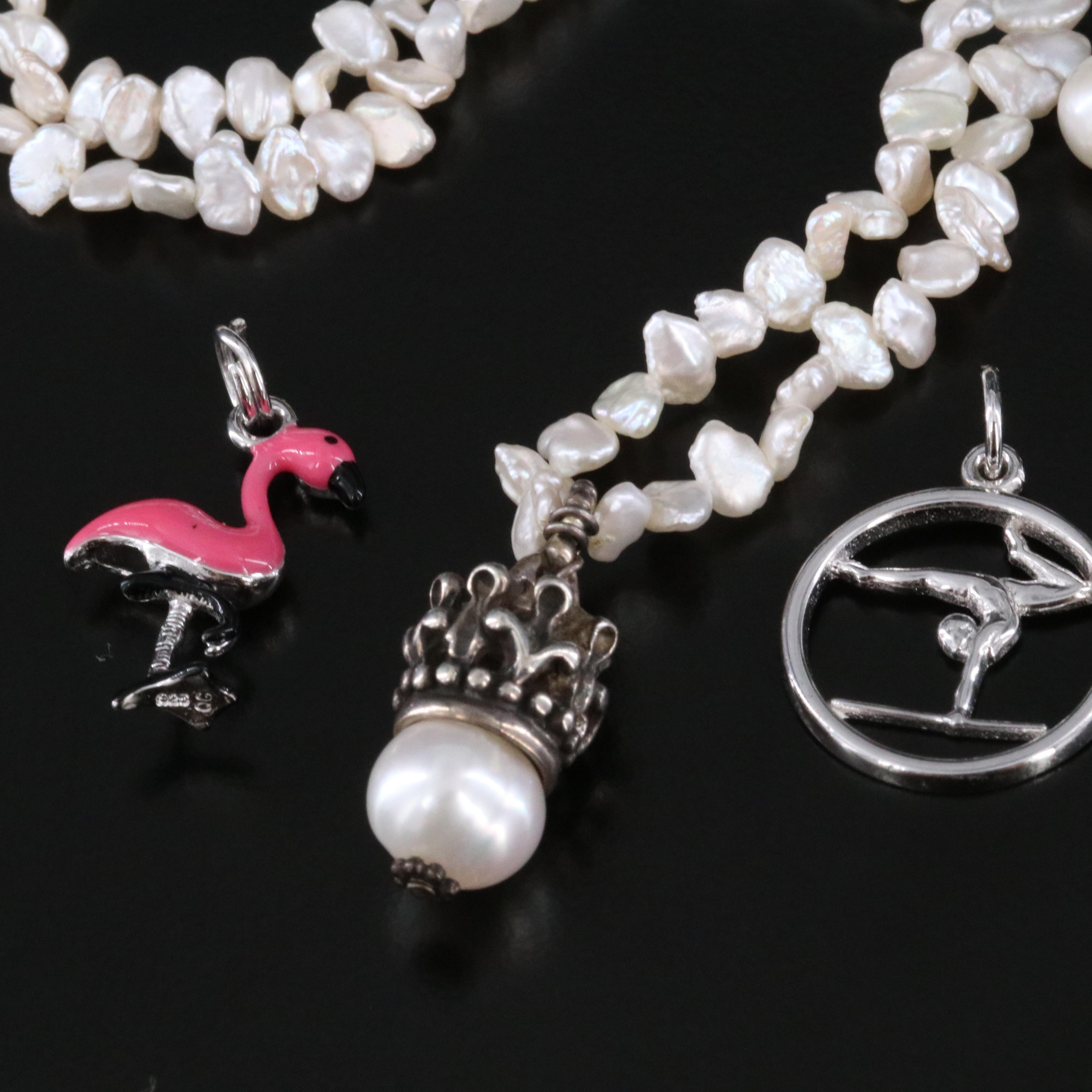 Sterling Jewelry Collection with Pearls and Rainbow Moonstone