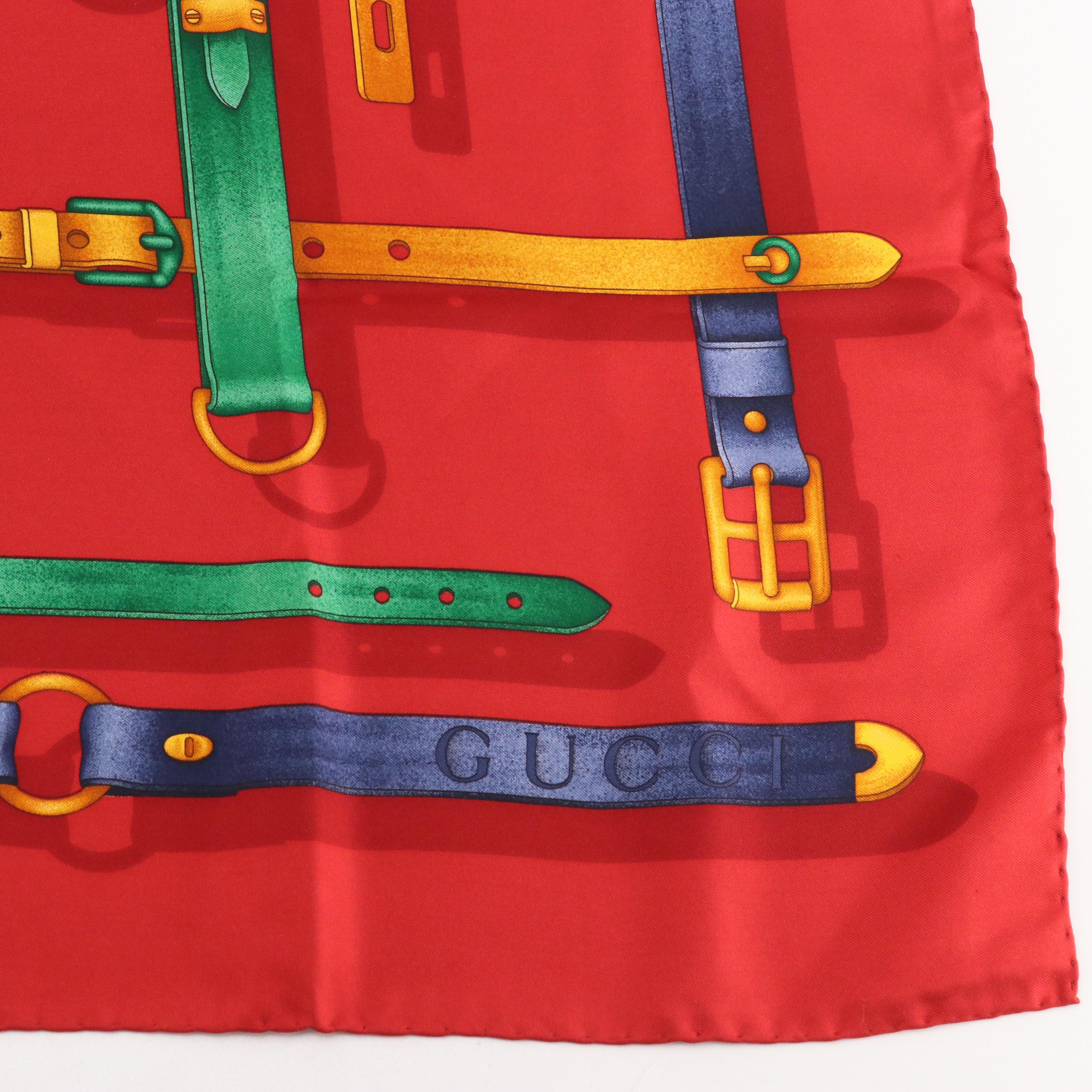 Gucci Equestrian Motif Silk Twill Scarf