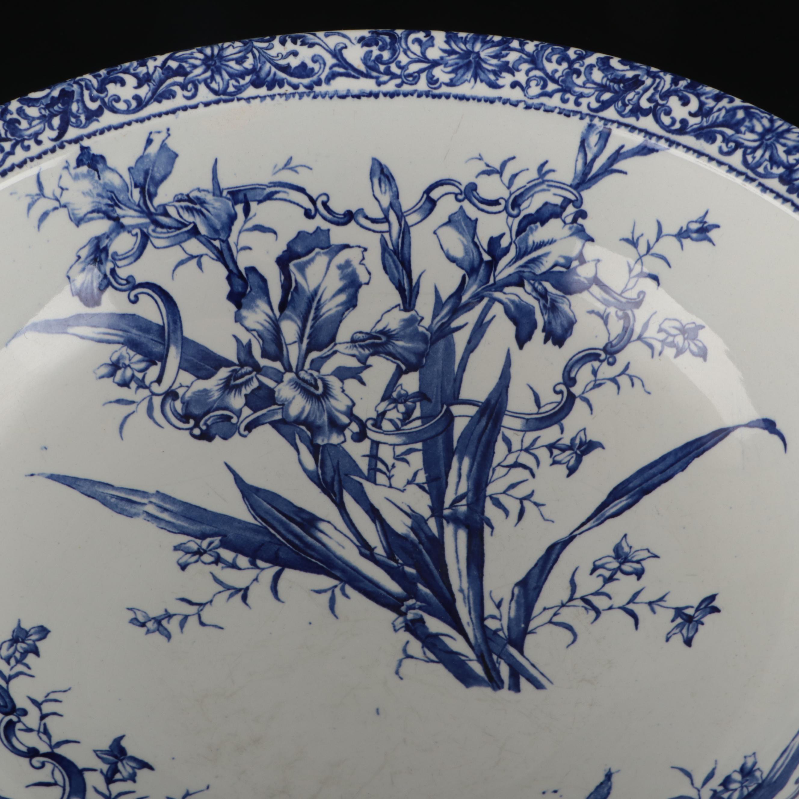 Royal Doulton Burslem Flow Blue Floral Bowl