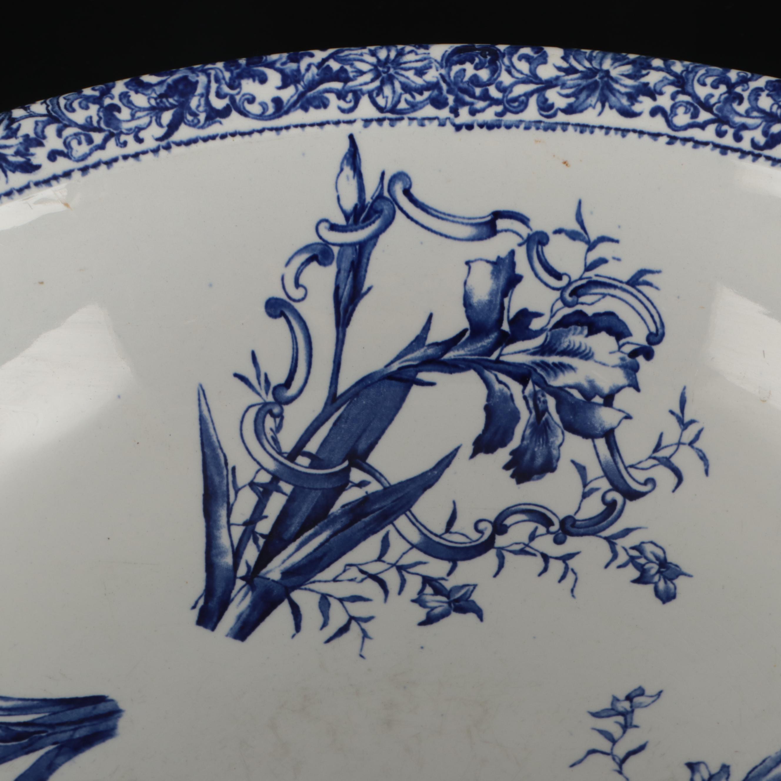 Royal Doulton Burslem Flow Blue Floral Bowl