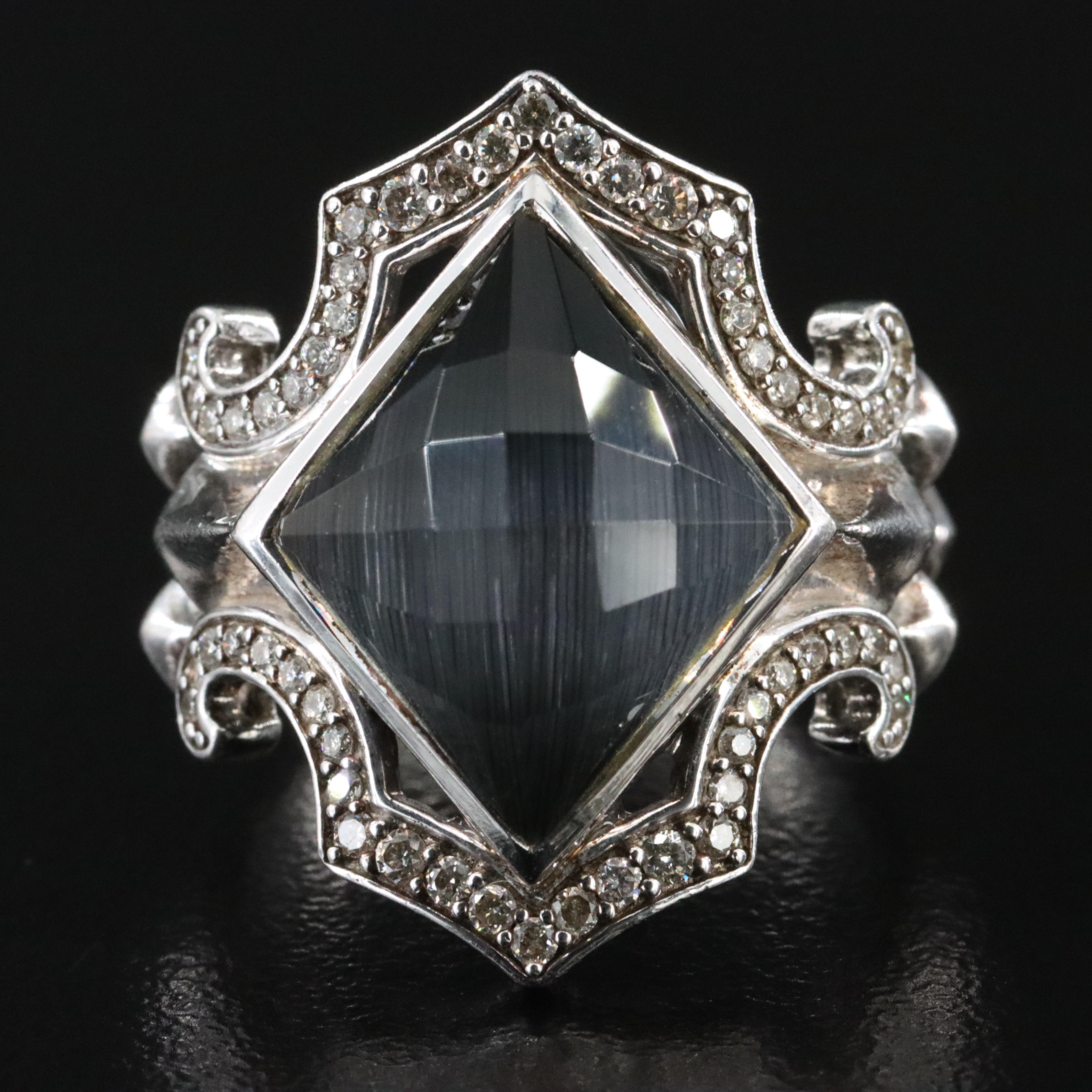 Stephen Webster Sterling Rock Crystal and Diamond Ring