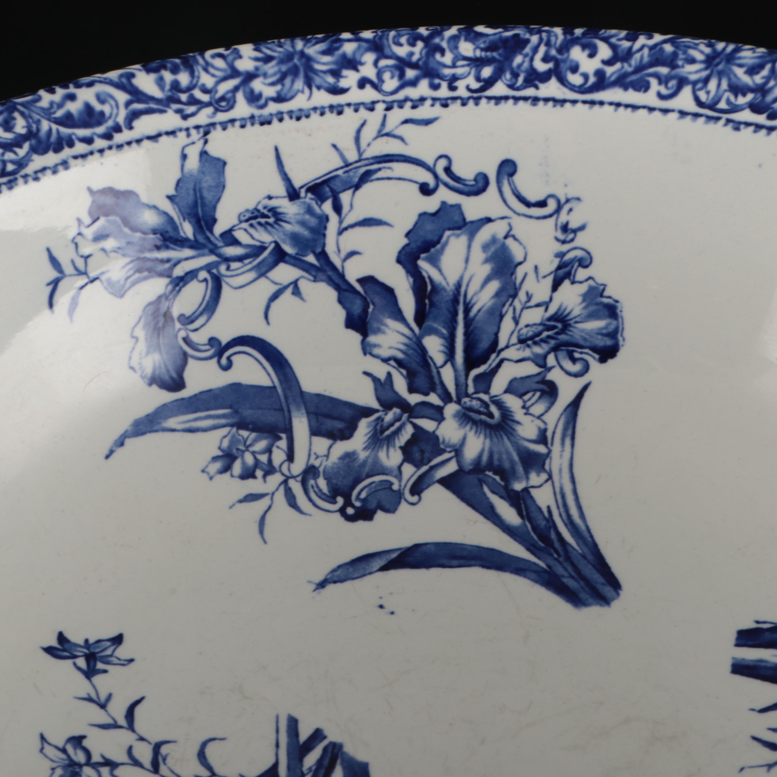 Royal Doulton Burslem Flow Blue Floral Bowl