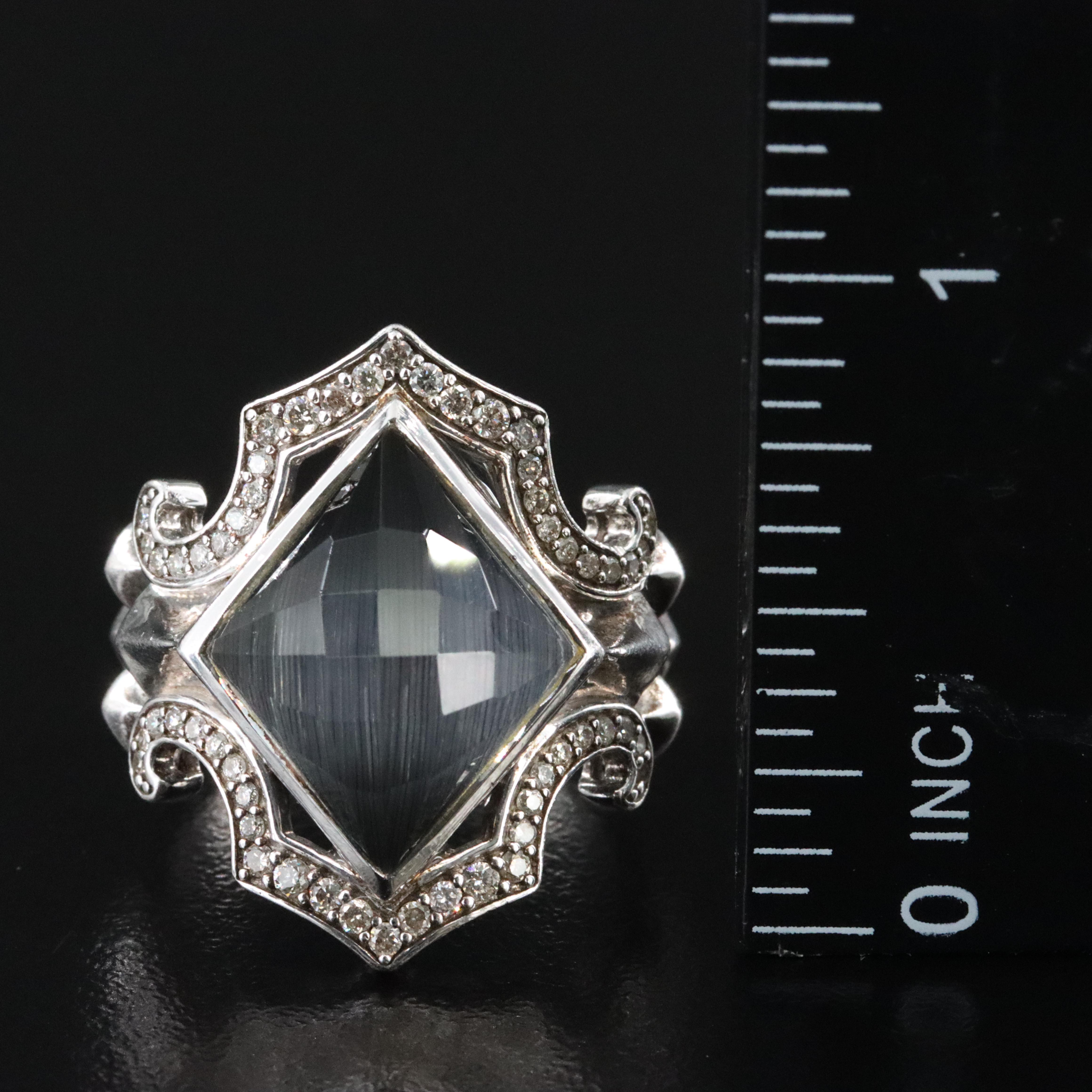Stephen Webster Sterling Rock Crystal and Diamond Ring