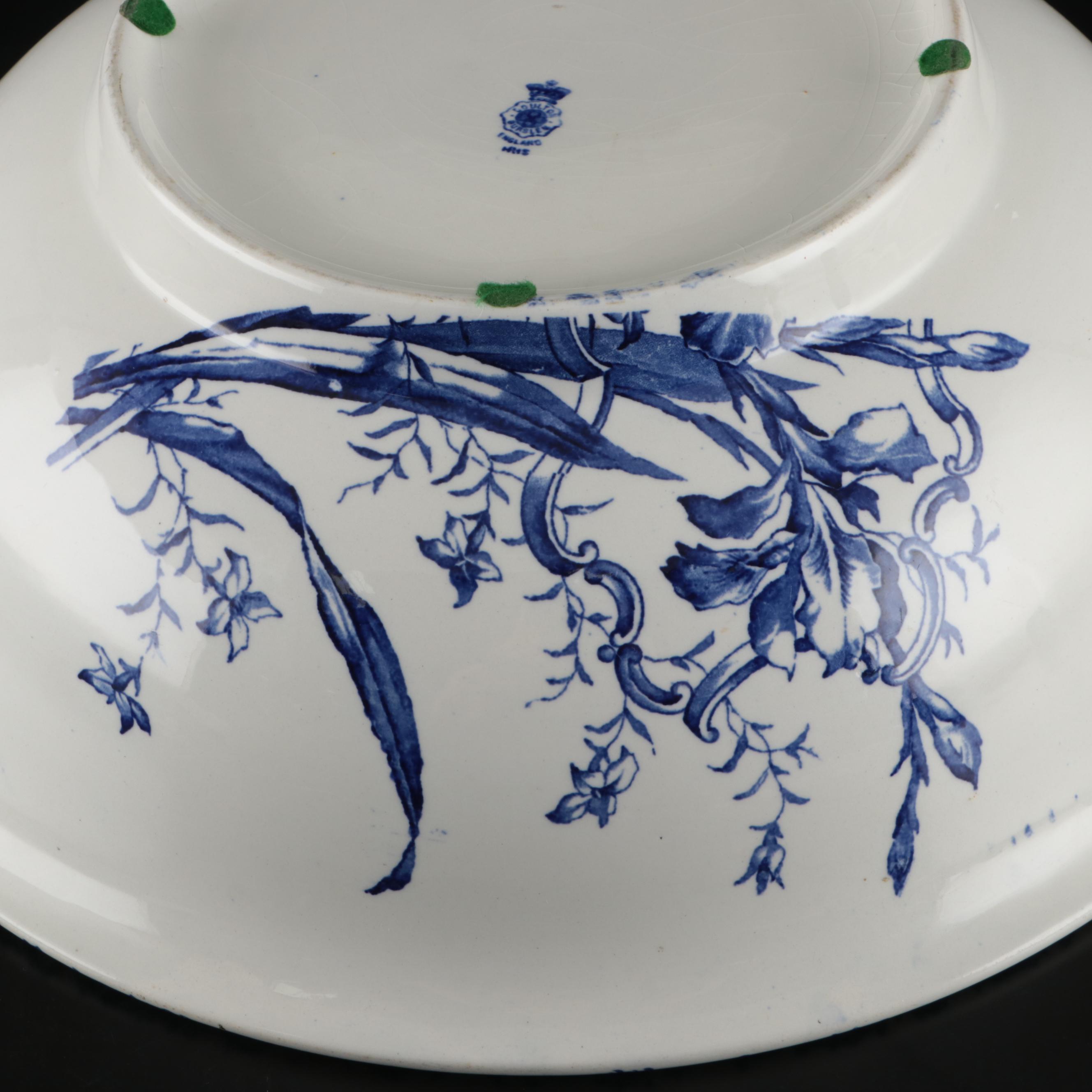 Royal Doulton Burslem Flow Blue Floral Bowl