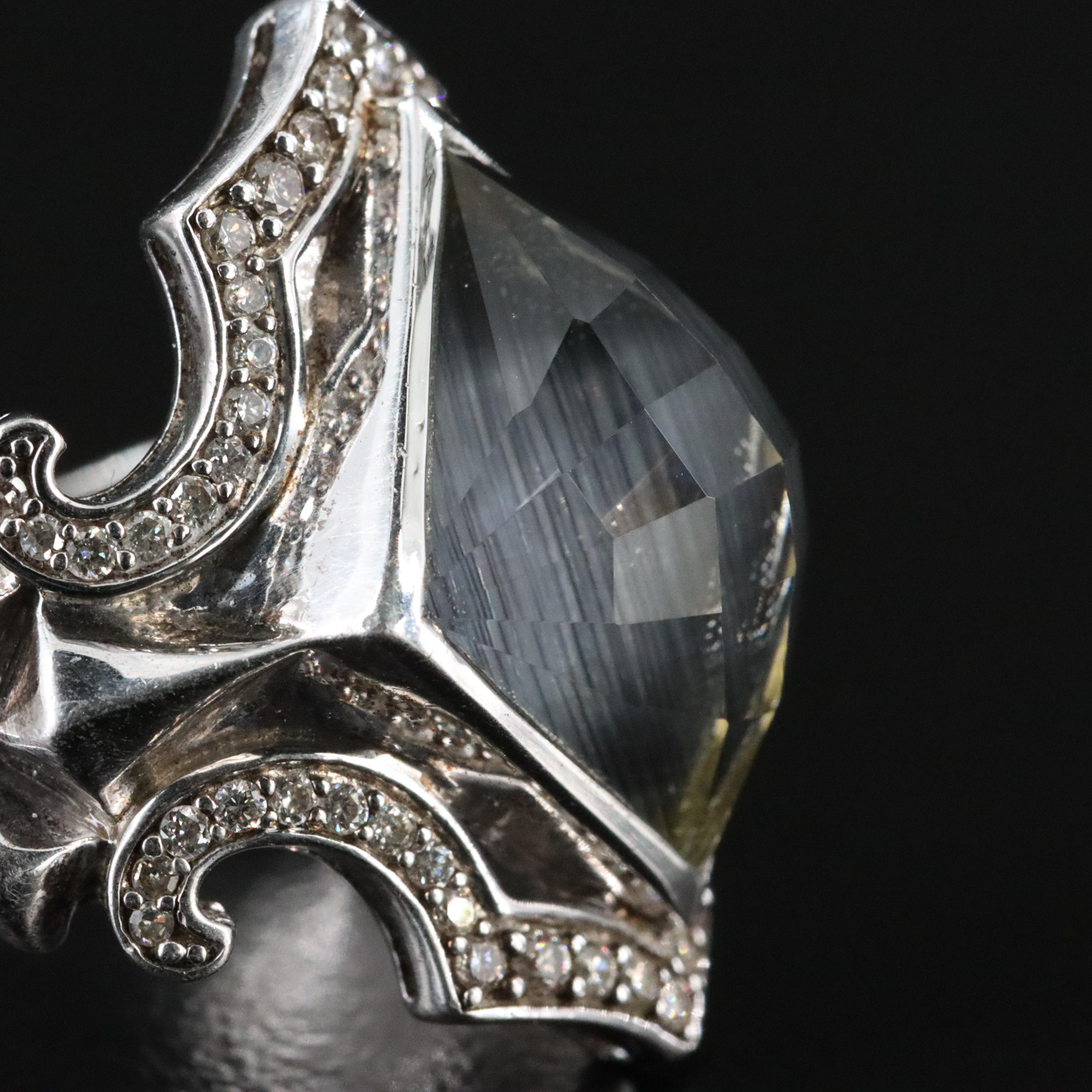 Stephen Webster Sterling Rock Crystal and Diamond Ring