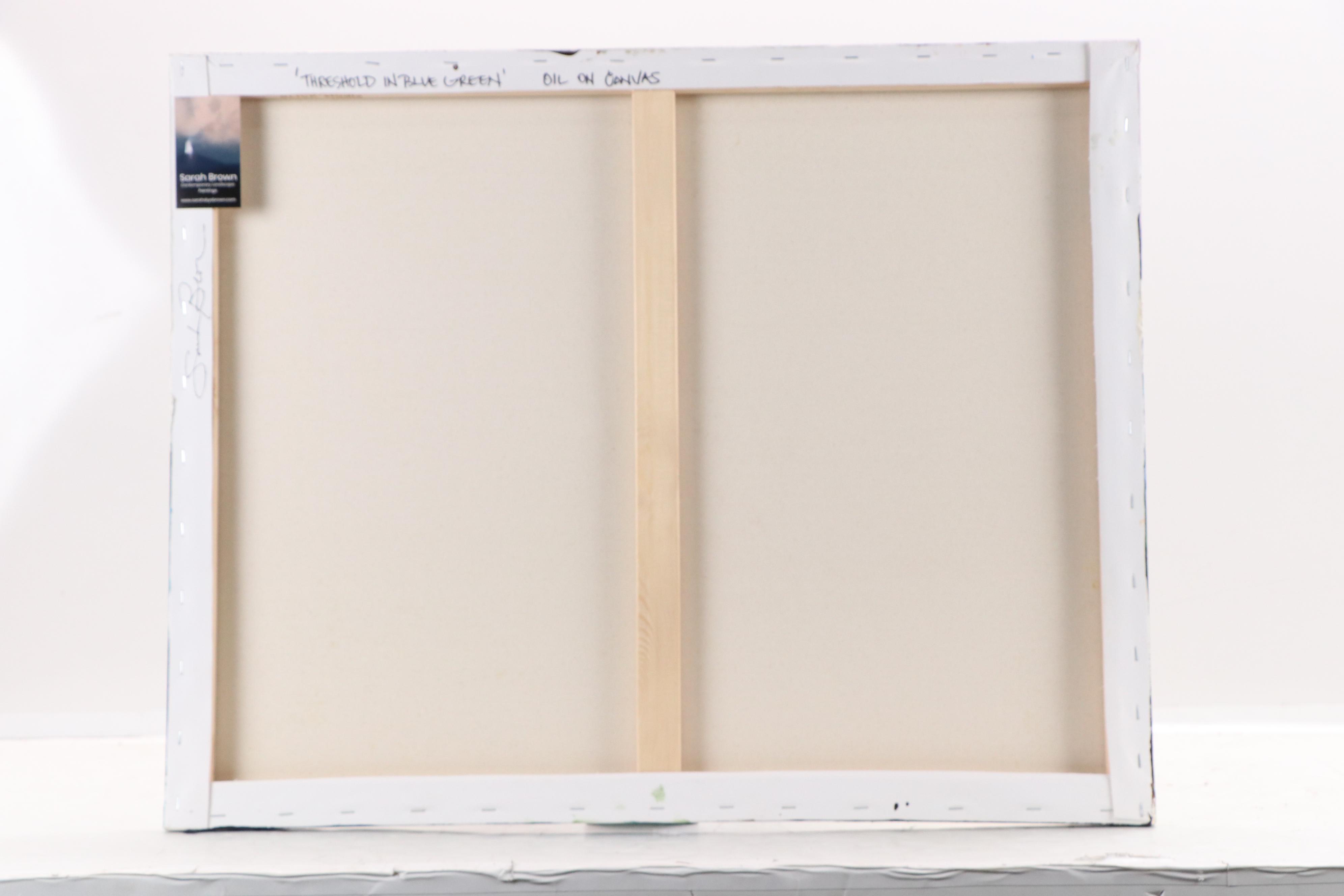 Sarah Brown Landscape Oil Painting "Threshold In Blue Green," 21st Century