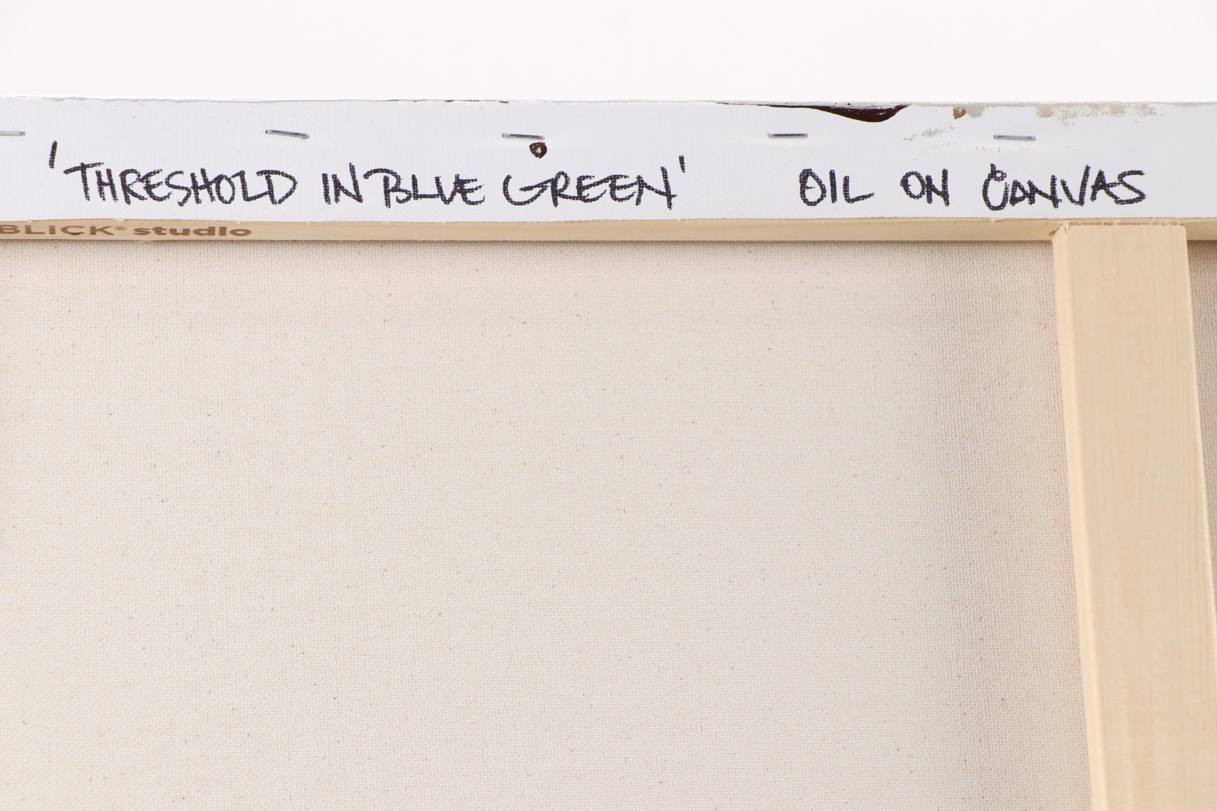 Sarah Brown Landscape Oil Painting "Threshold In Blue Green," 21st Century