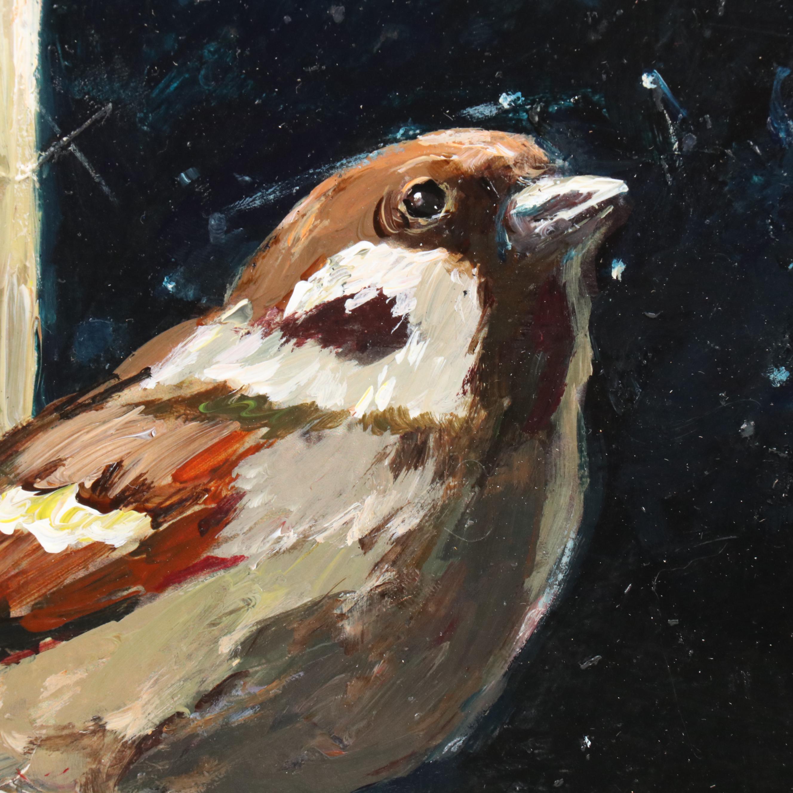 Adam Deda Oil Painting of Bird "The Call of the Stars," 2025