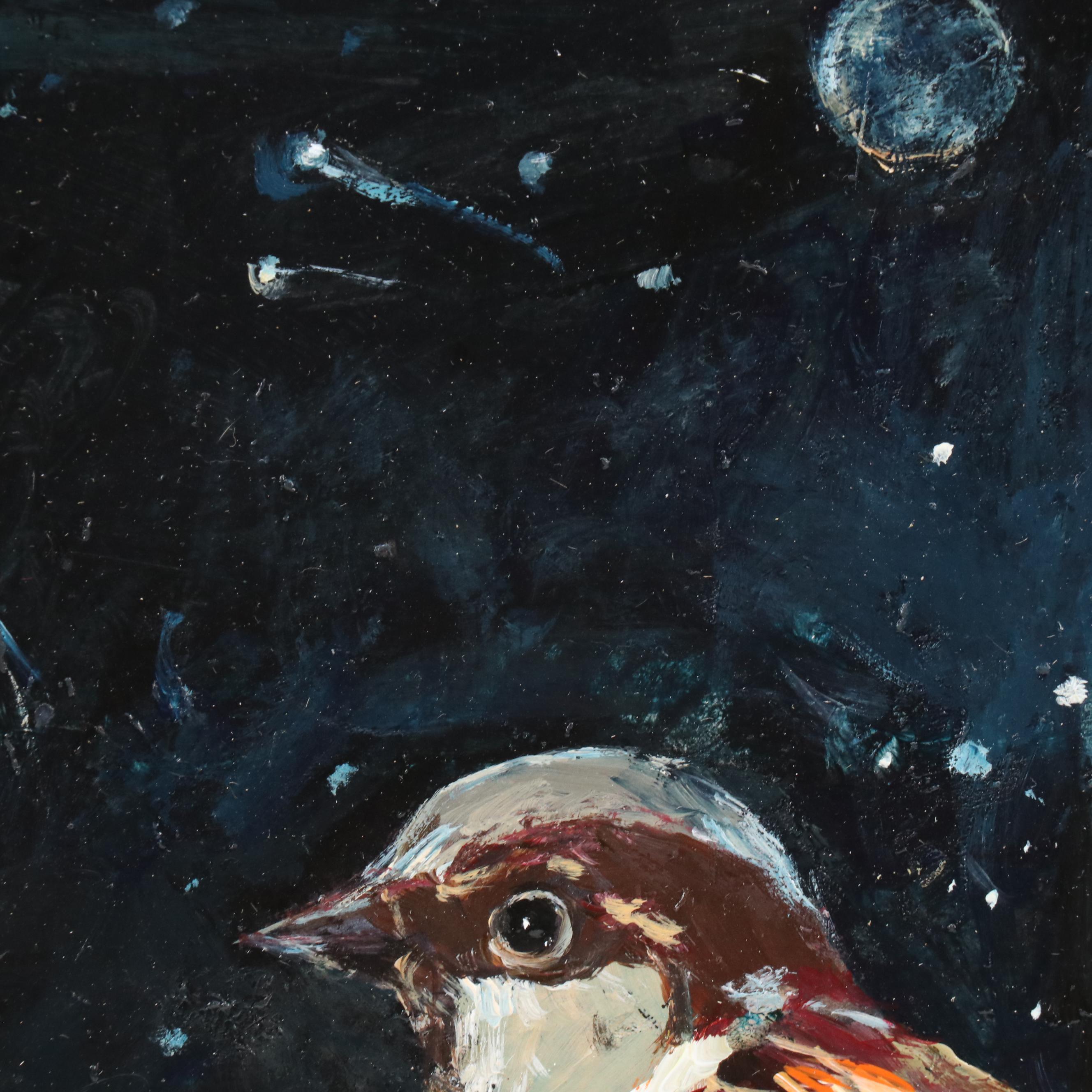 Adam Deda Oil Painting of Bird "The Call of the Stars," 2025