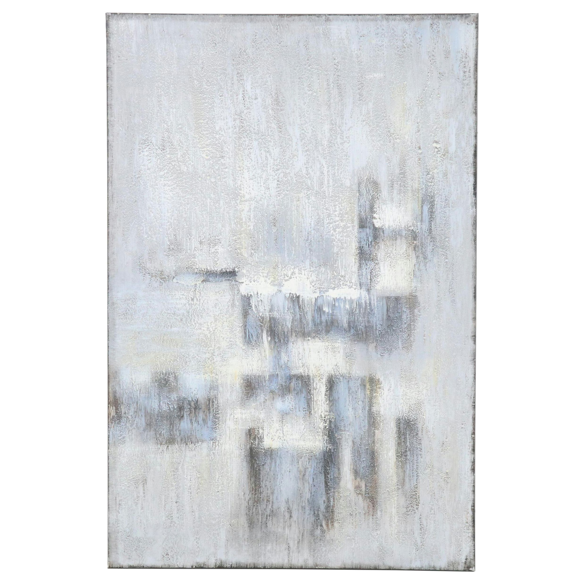 Blue and White Acrylic Abstract Composition