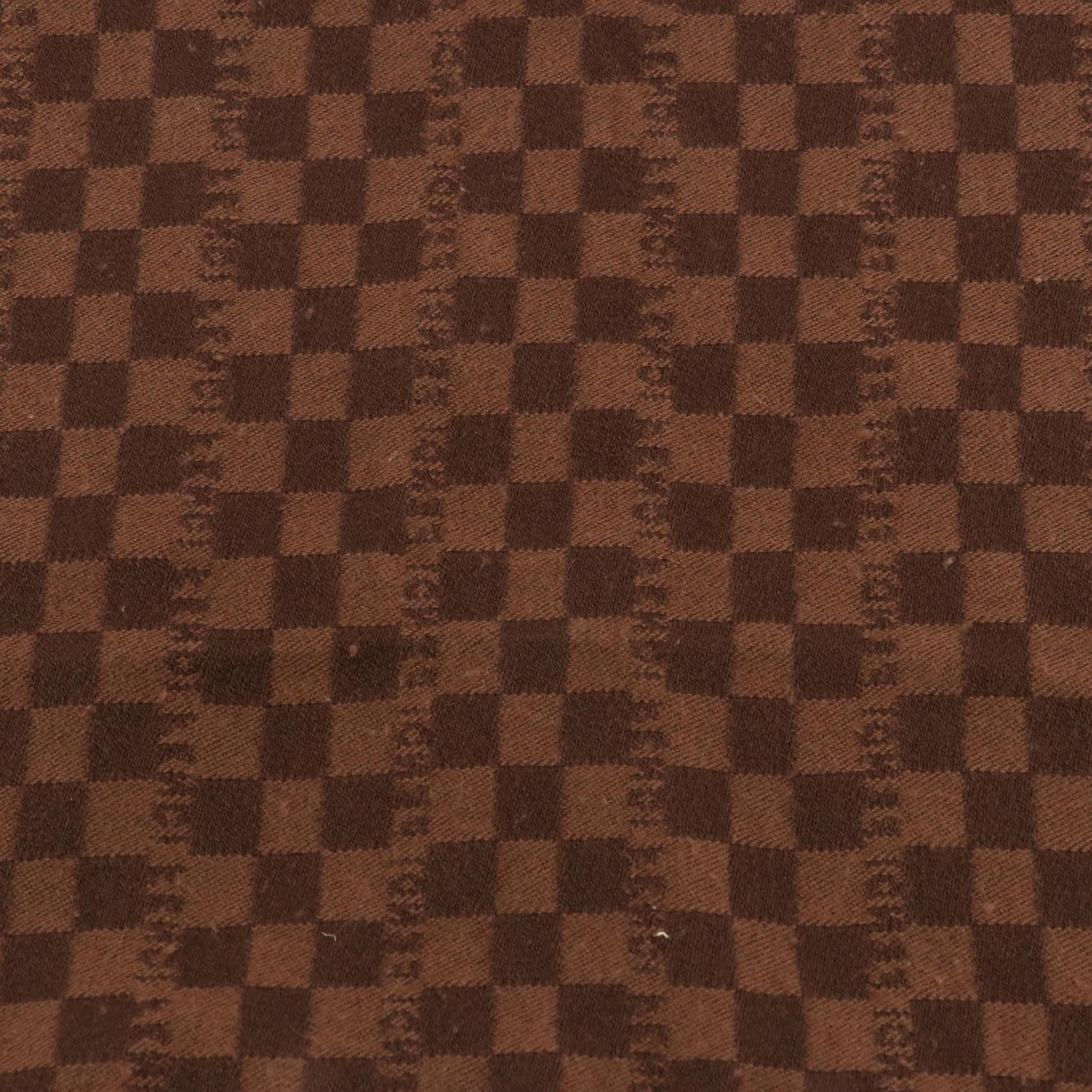 Fendi Brown Checkered Wool Fringe Scarf