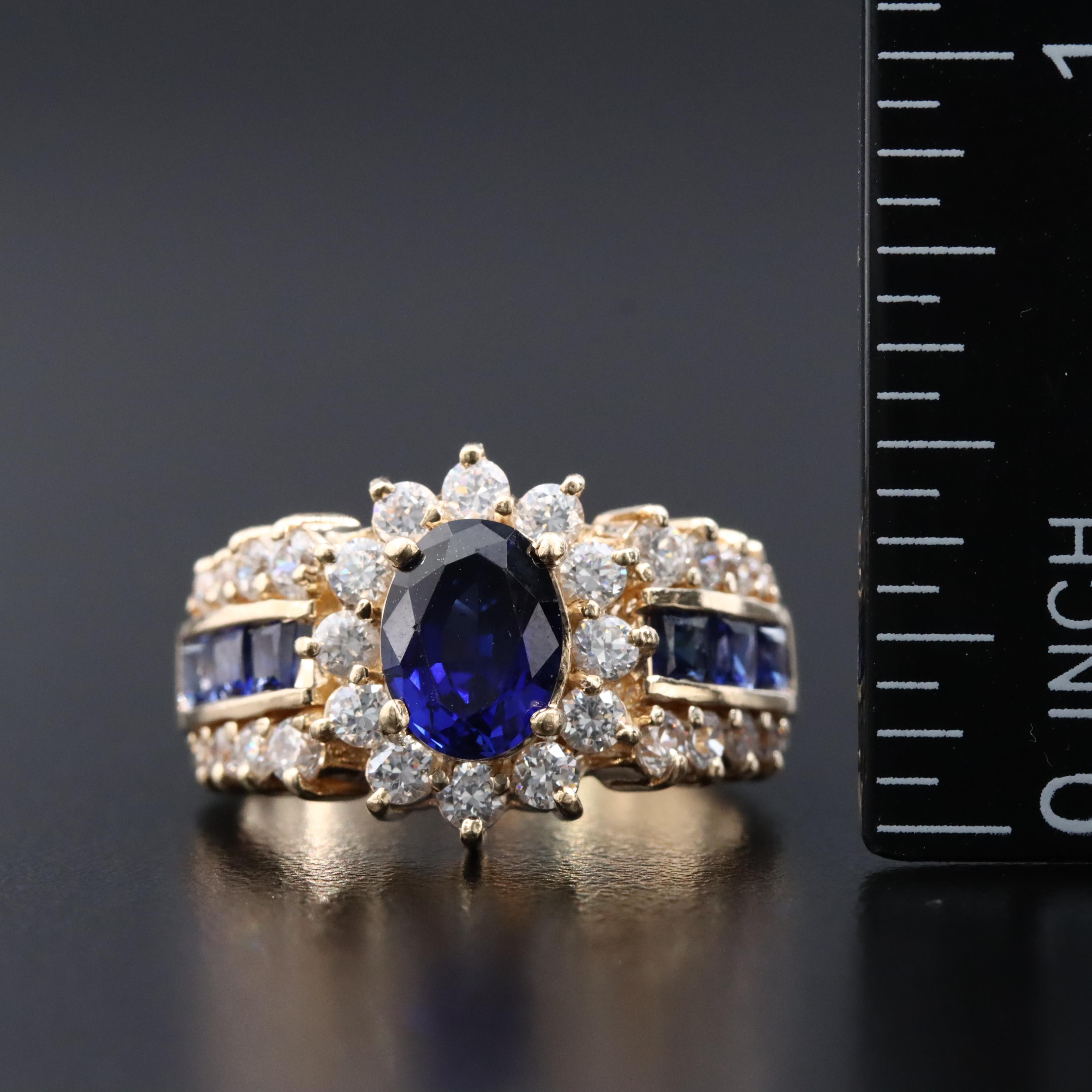 14K Pendant, Ring and Bracelet with Sapphires, CZ and Topaz