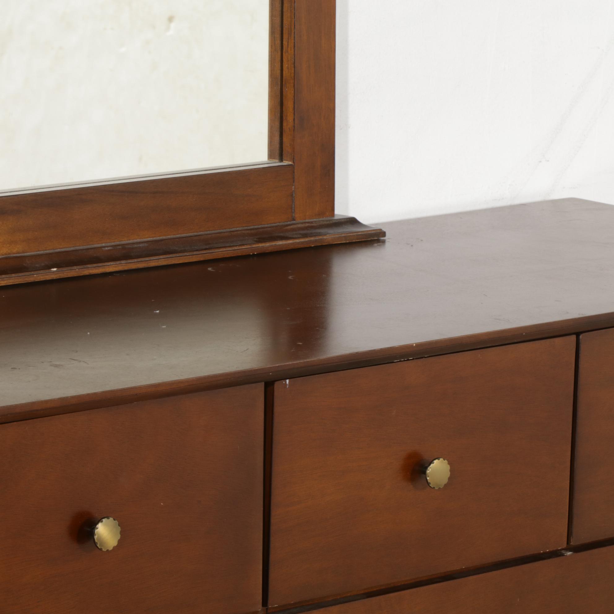 Mieco Mahogany Dresser and Mirror, 21st Century