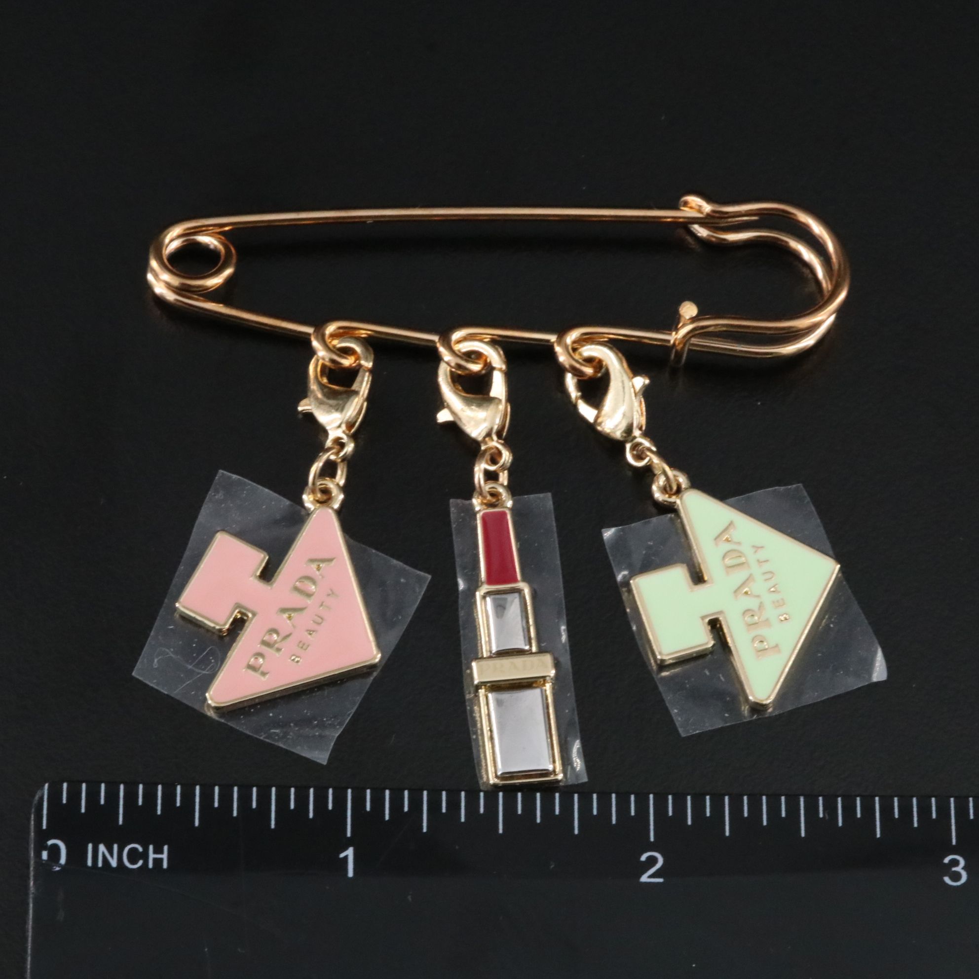 Prada Beauty Enamel Clip Charms Safety Pin