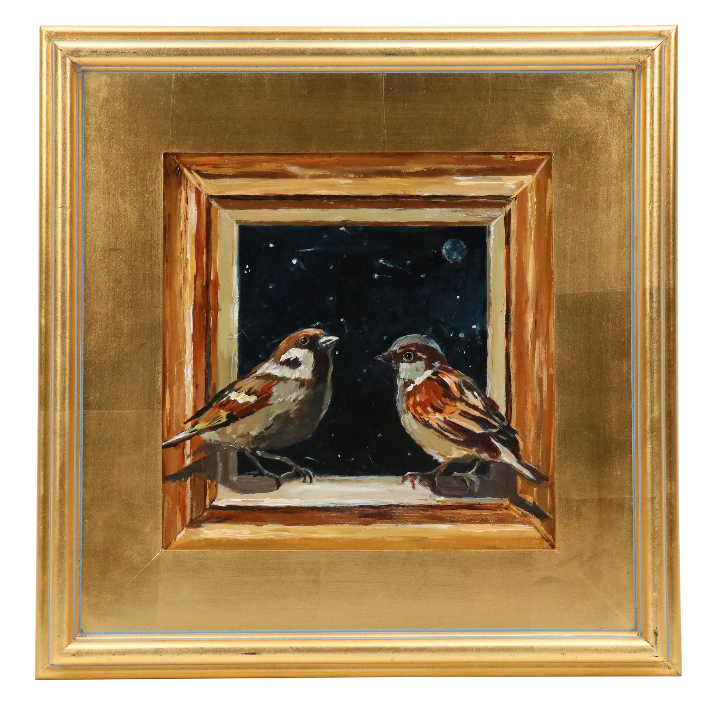 Adam Deda Oil Painting of Bird "The Call of the Stars," 2025