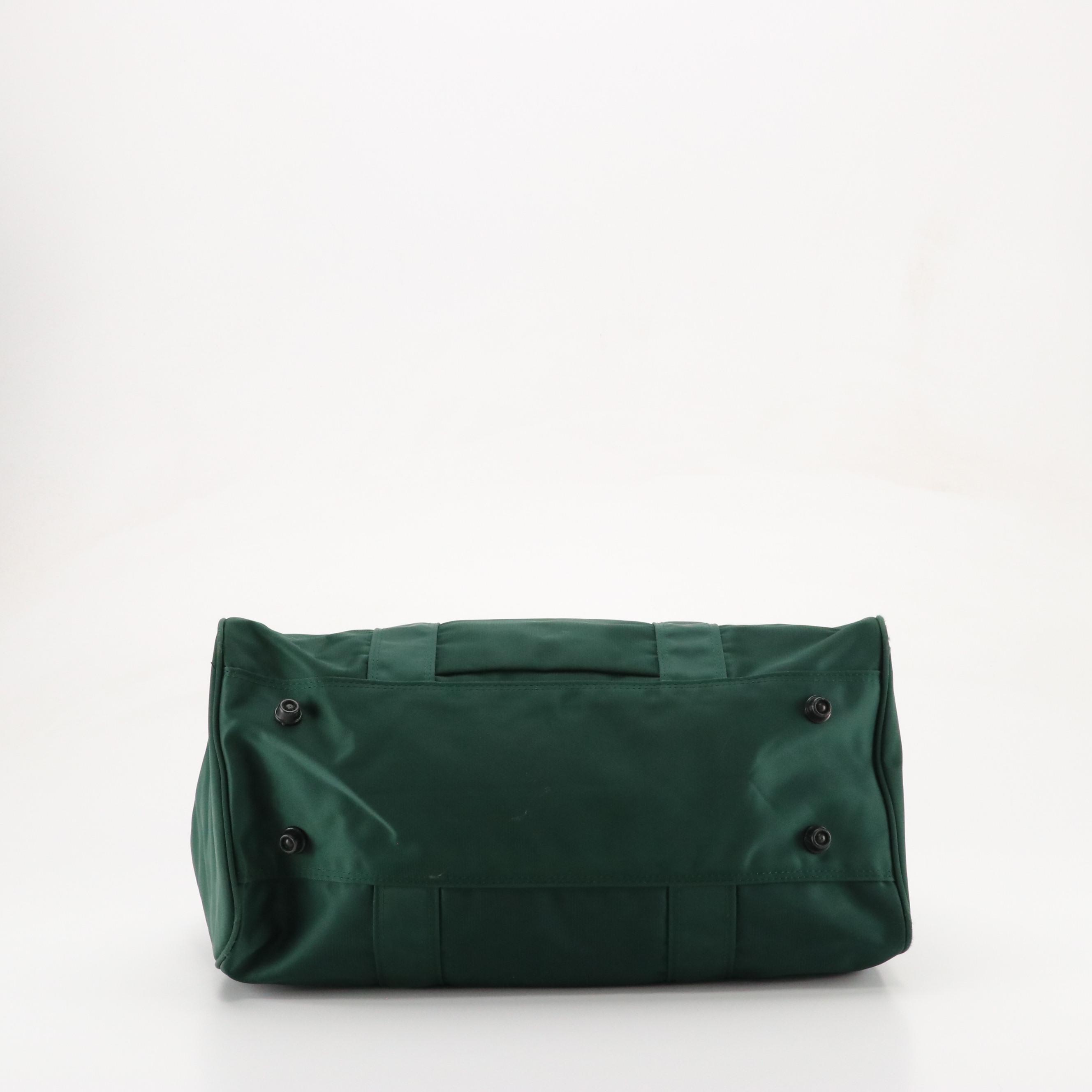 Gianni Valentino Small Two-Way Duffel Bag in Forest Green Nylon and Leather Trim