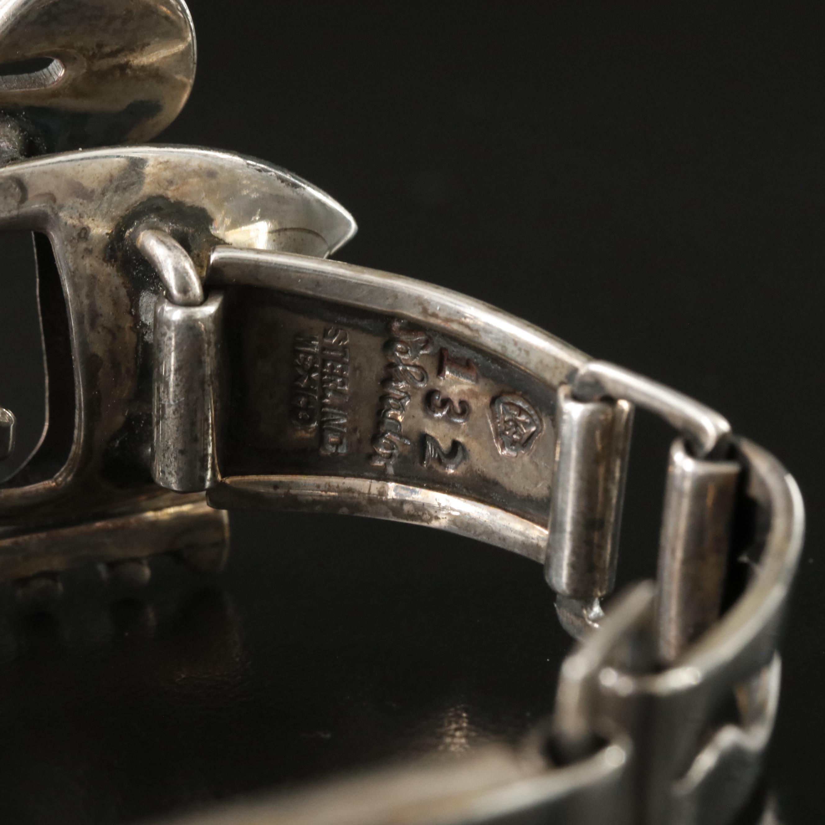 Salvador Teran Sterling Aztec Motif Bracelet