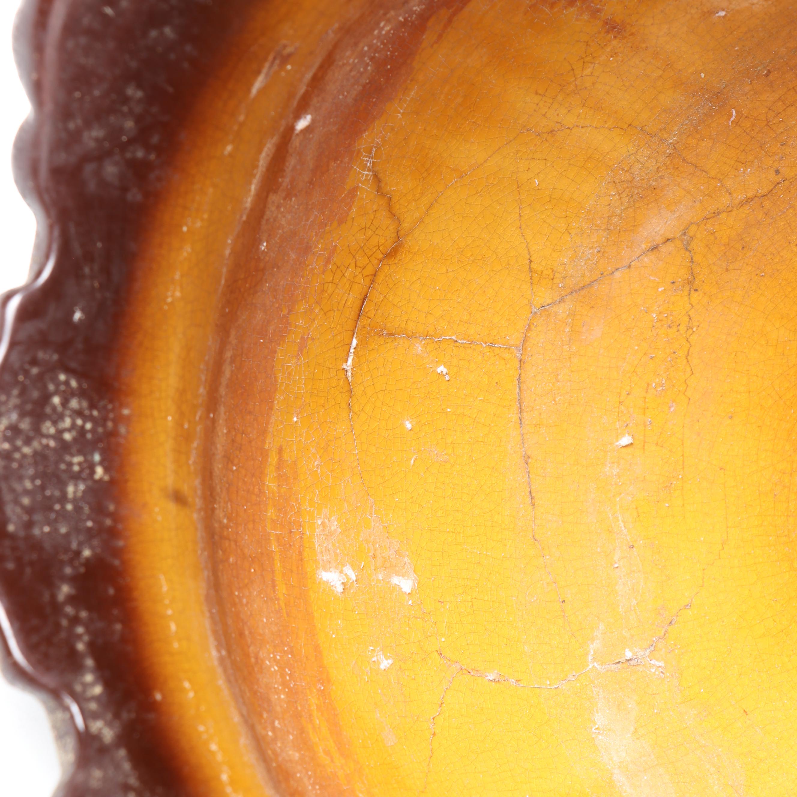 Art Nouveau Brown Majolica Lion's Head Planter