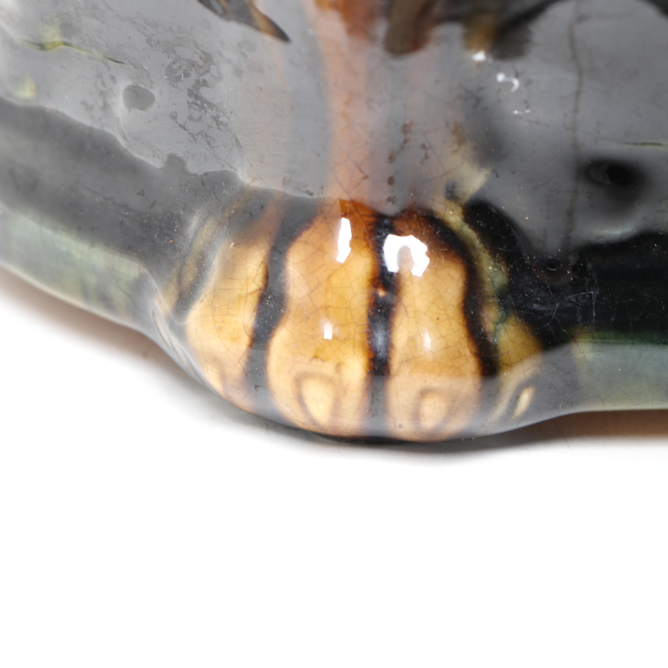 Art Nouveau Brown Majolica Lion's Head Planter