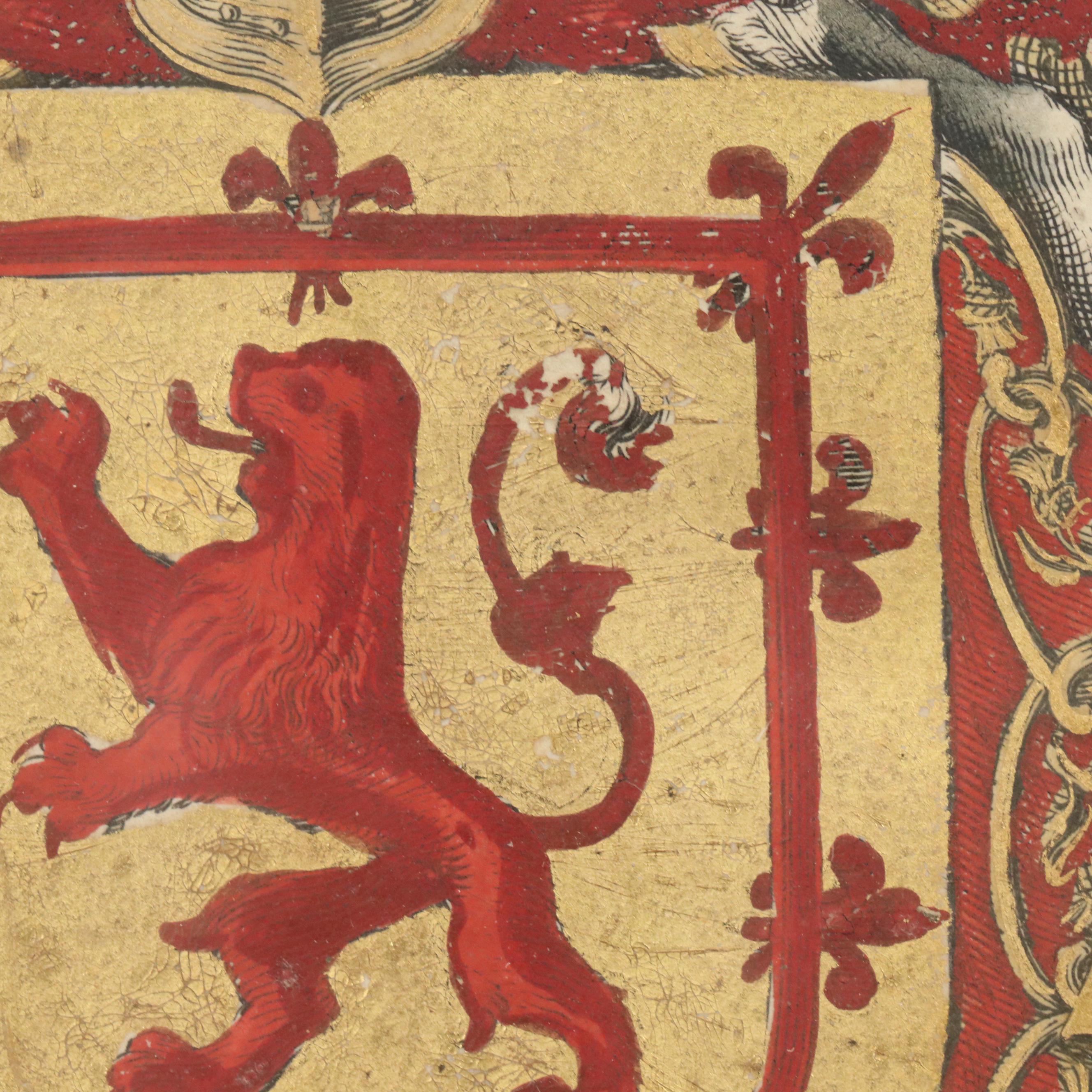 Hand-Colored Engraving Title Page of "Toonneel des Aerdrycx" by Joan Blaeu