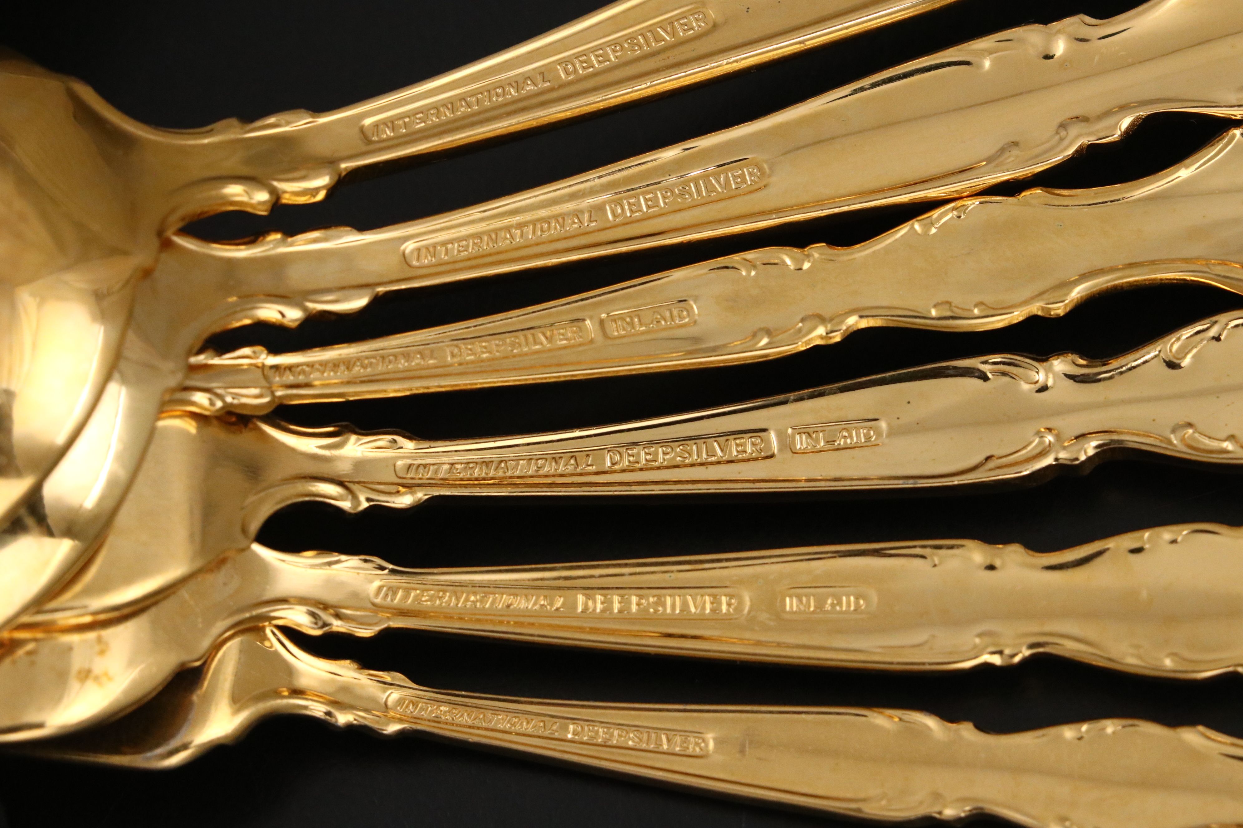 International Silver Co. "Golden Wakefield" Gold Electroplate Flatware with Case