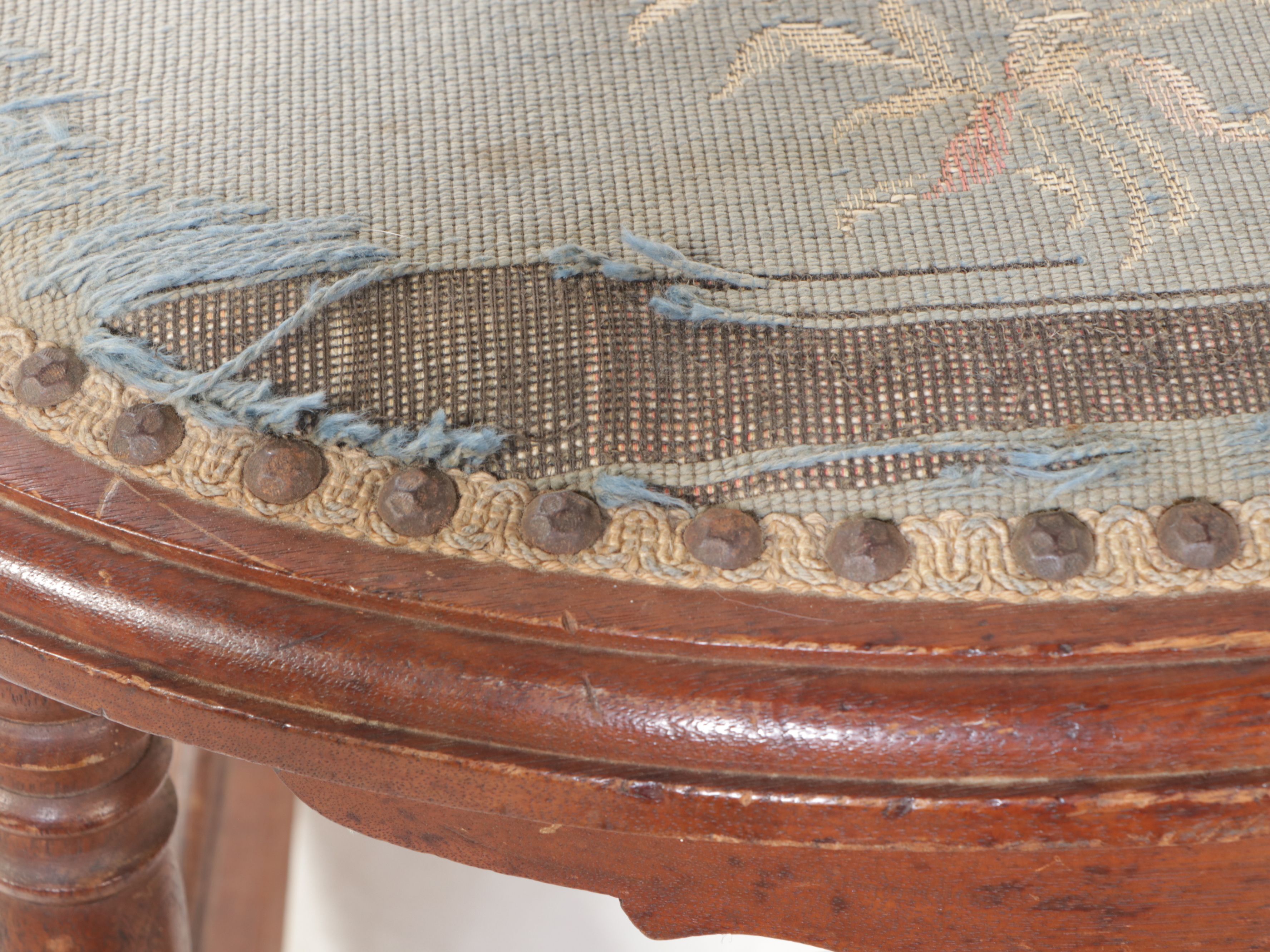 Victorian Carved Walnut Rocking Chair with Floral Needlepoint Seat