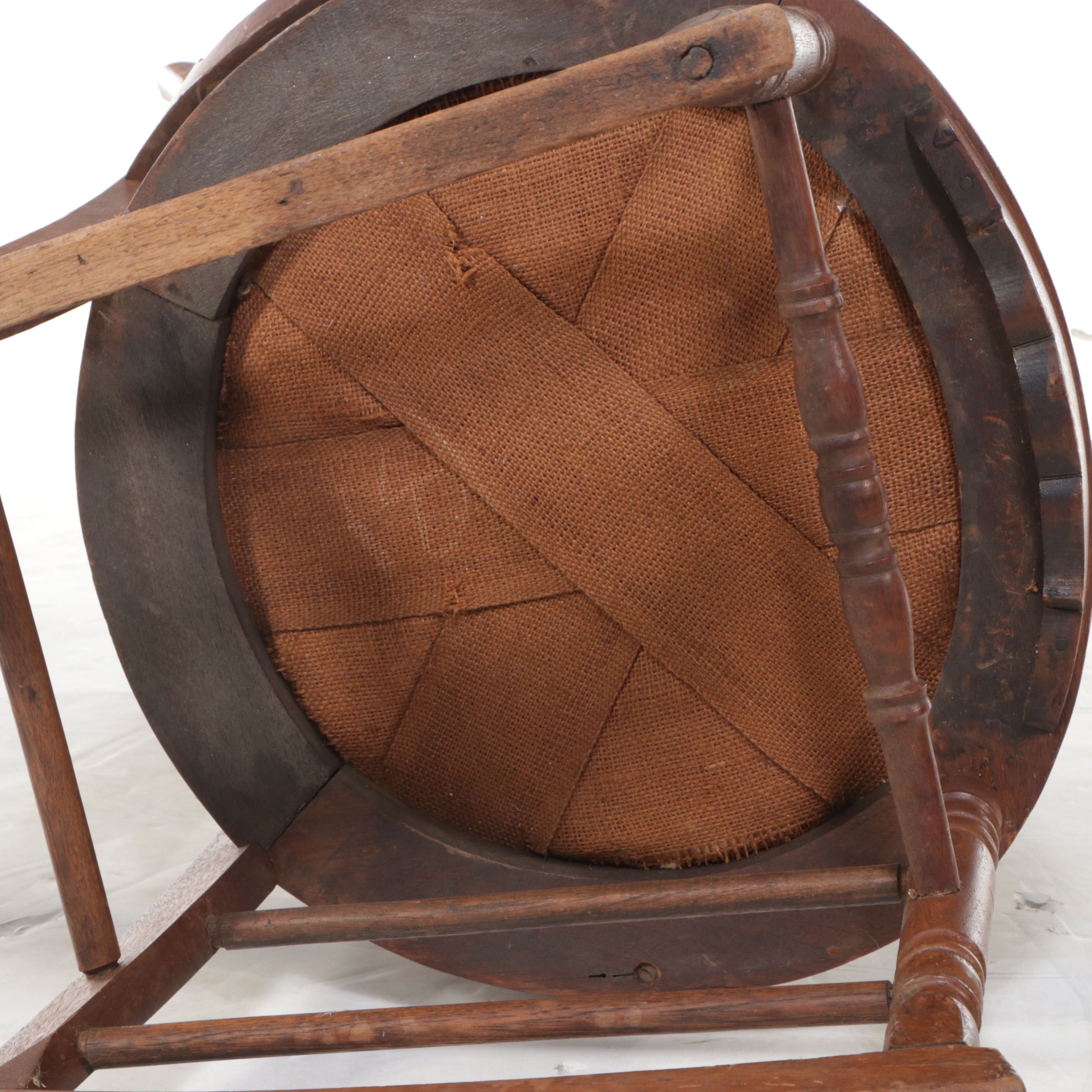 Victorian Carved Walnut Rocking Chair with Floral Needlepoint Seat