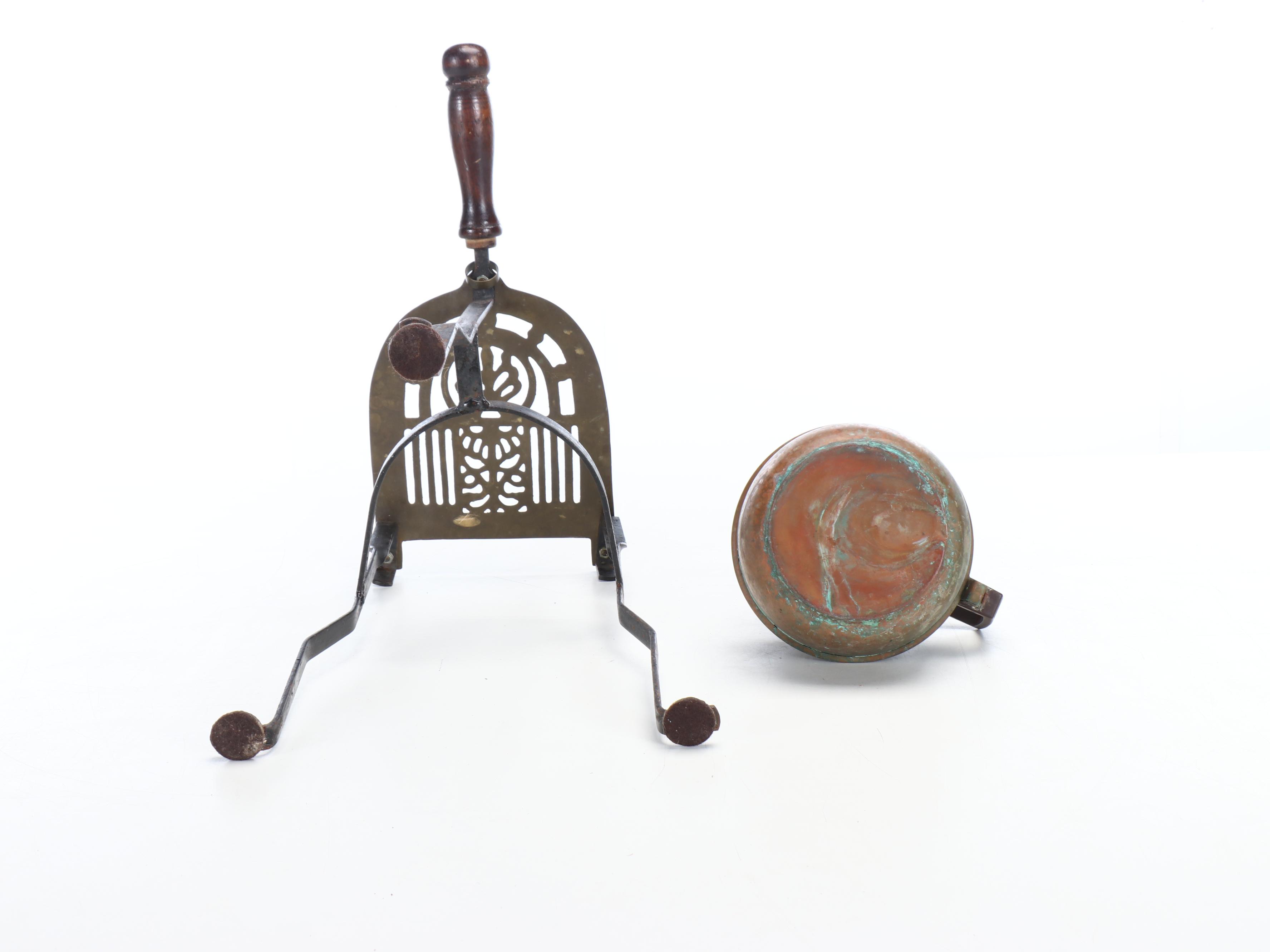 Georgian Style Kettle Trivet with Copper Percolator Coffee Pot