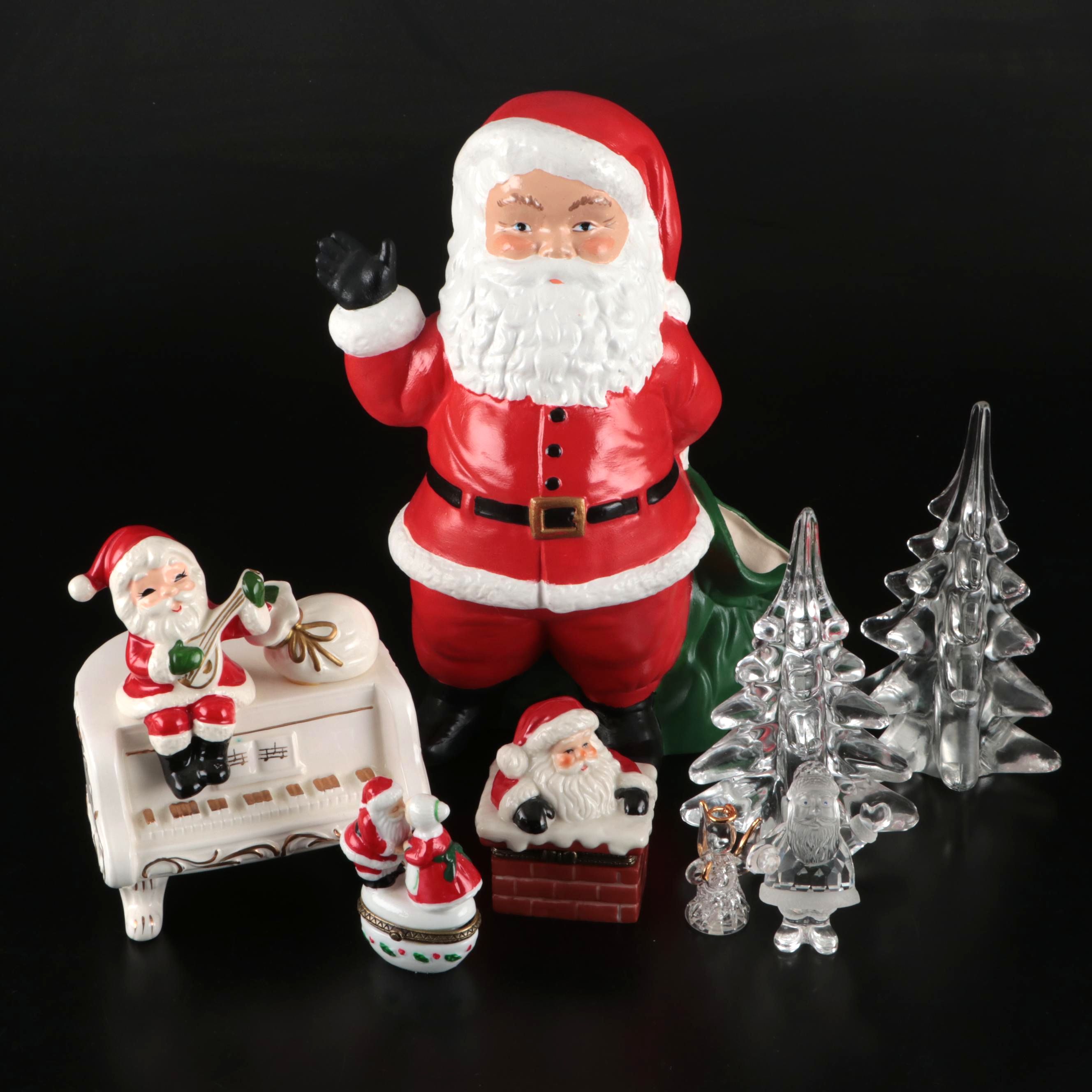 Glass Christmas Trees with Santa Boxes and More Decor