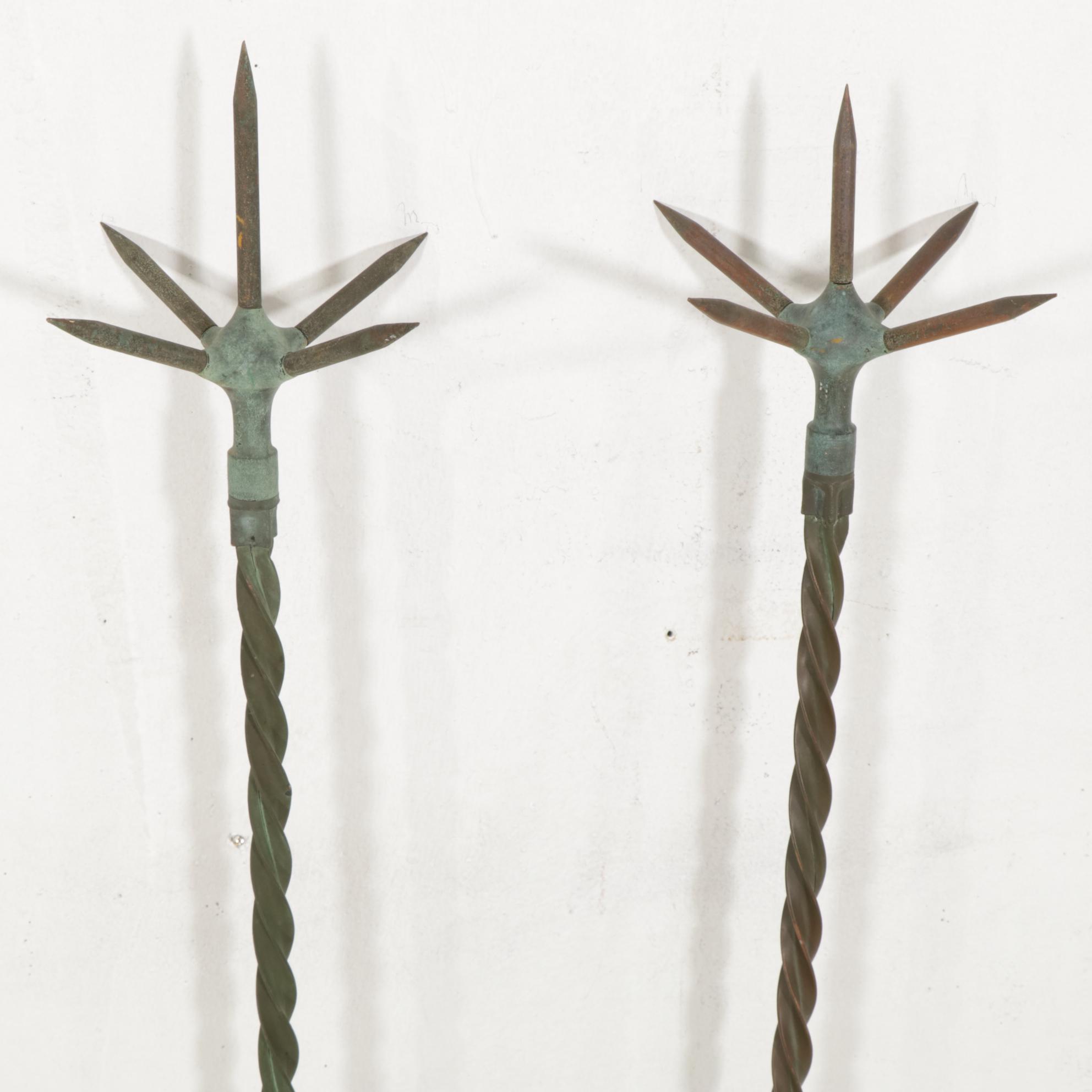 Two  Lightening Rods with Five Point Ends, Late 19th to Early 20th Century