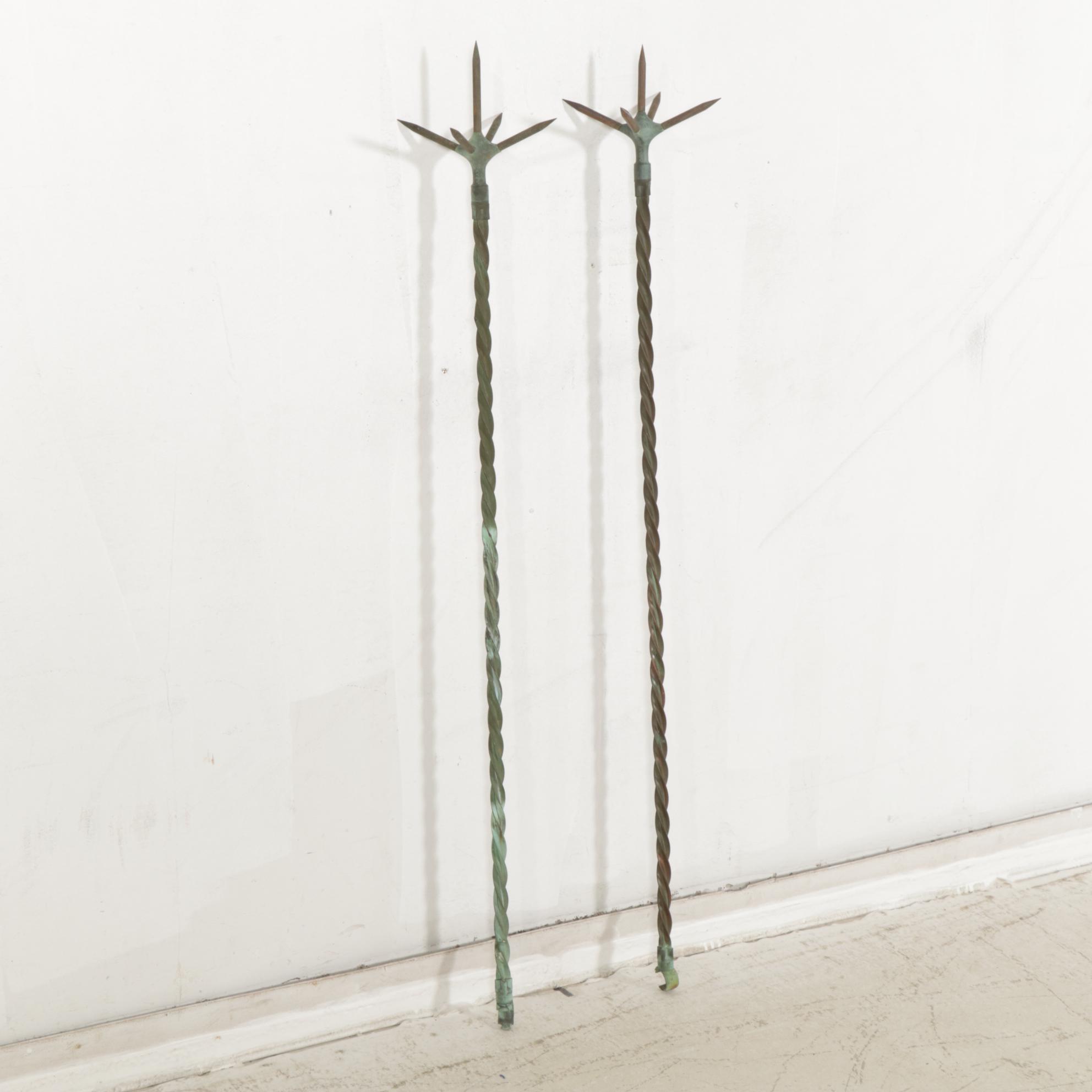 Two  Lightening Rods with Five Point Ends, Late 19th to Early 20th Century