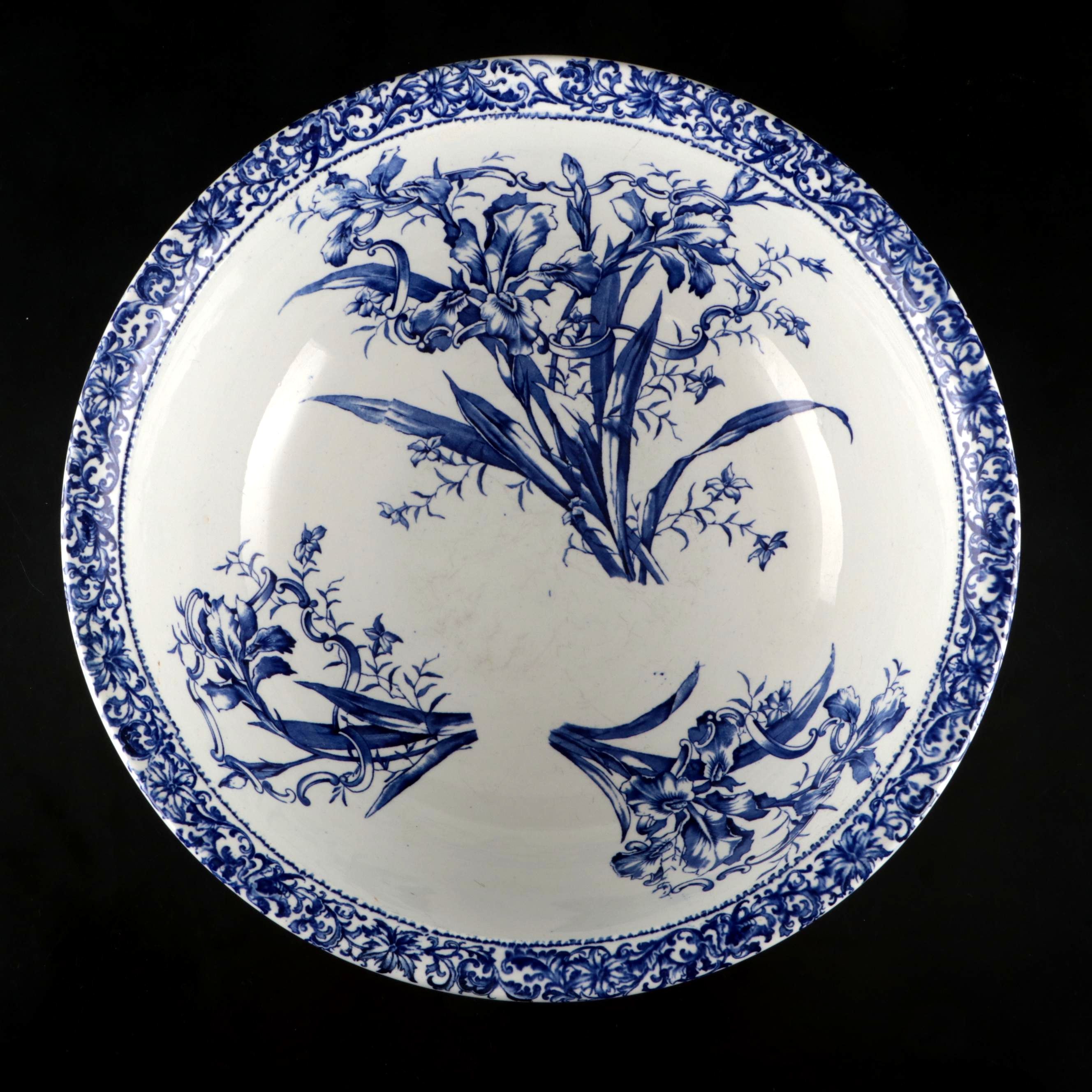 Royal Doulton Burslem Flow Blue Floral Bowl