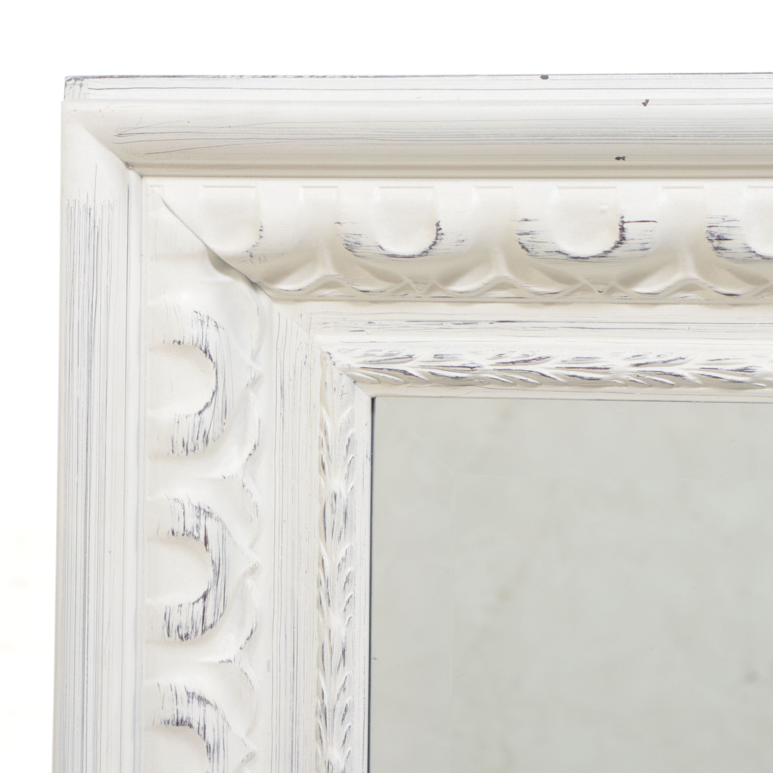 Italian Distressed White-Painted Accent Cabinet and Madison Mirror