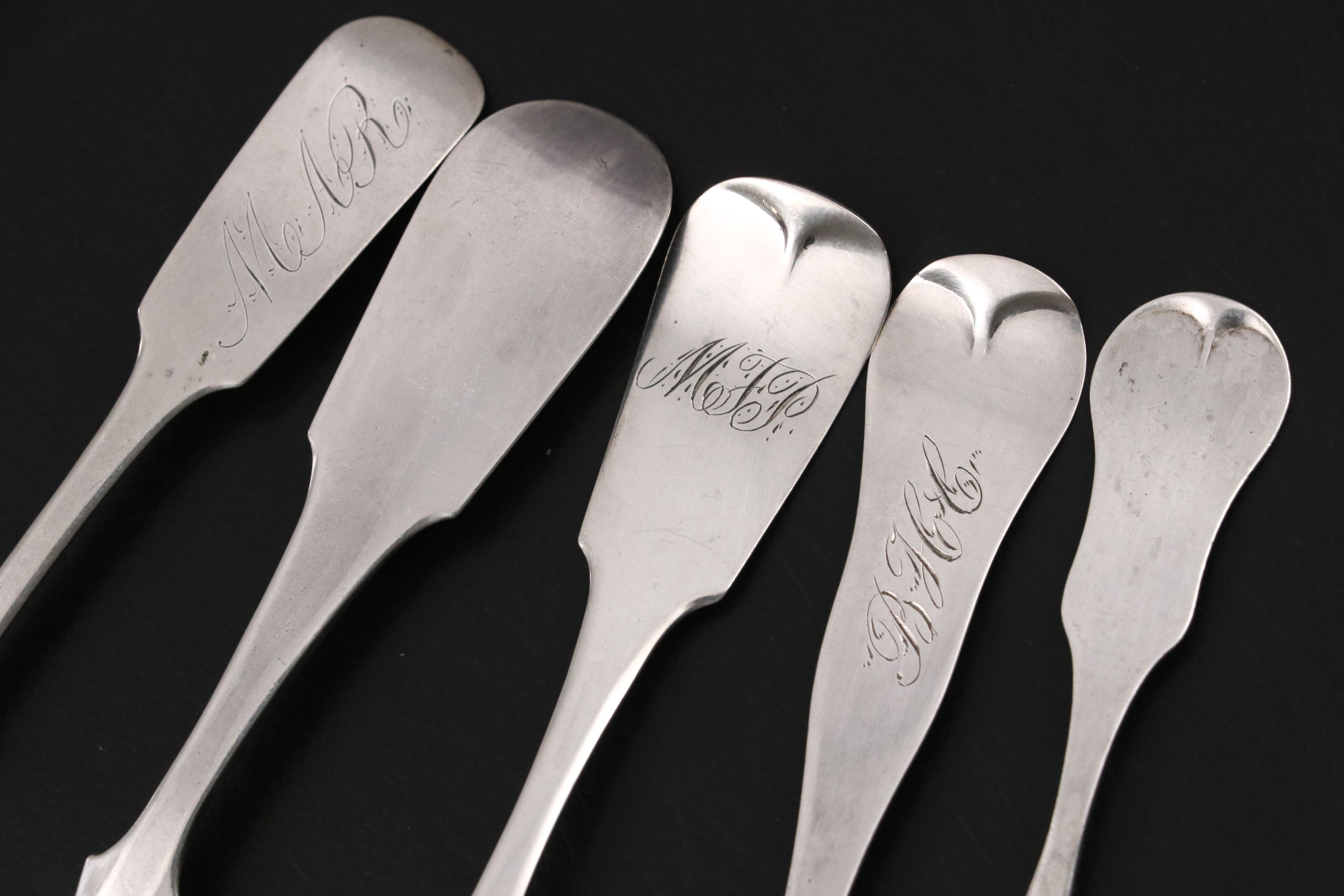 Cincinnati Joseph Draper Coin Silver Spoons with Other Antique Flatware