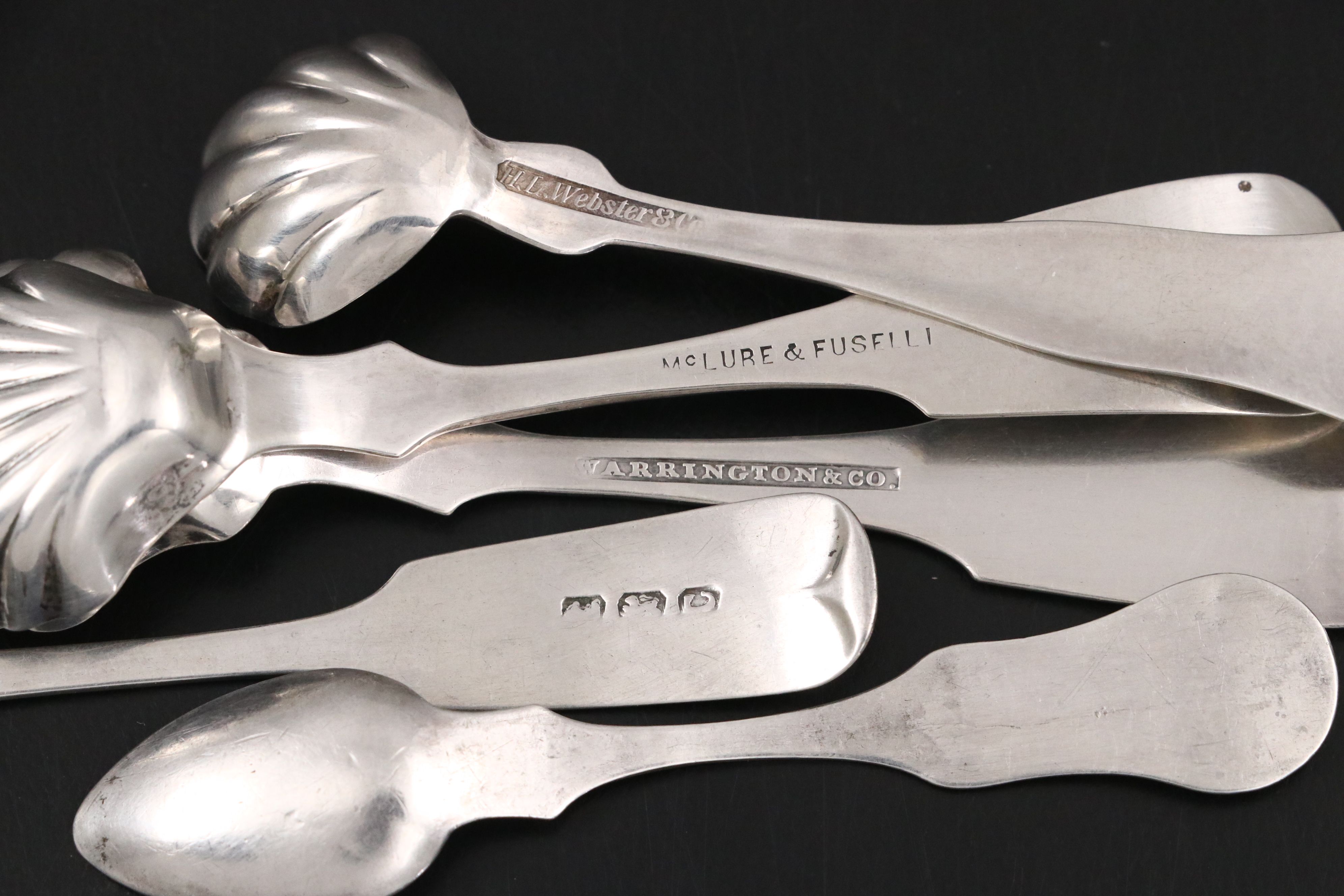 Cincinnati Joseph Draper Coin Silver Spoons with Other Antique Flatware