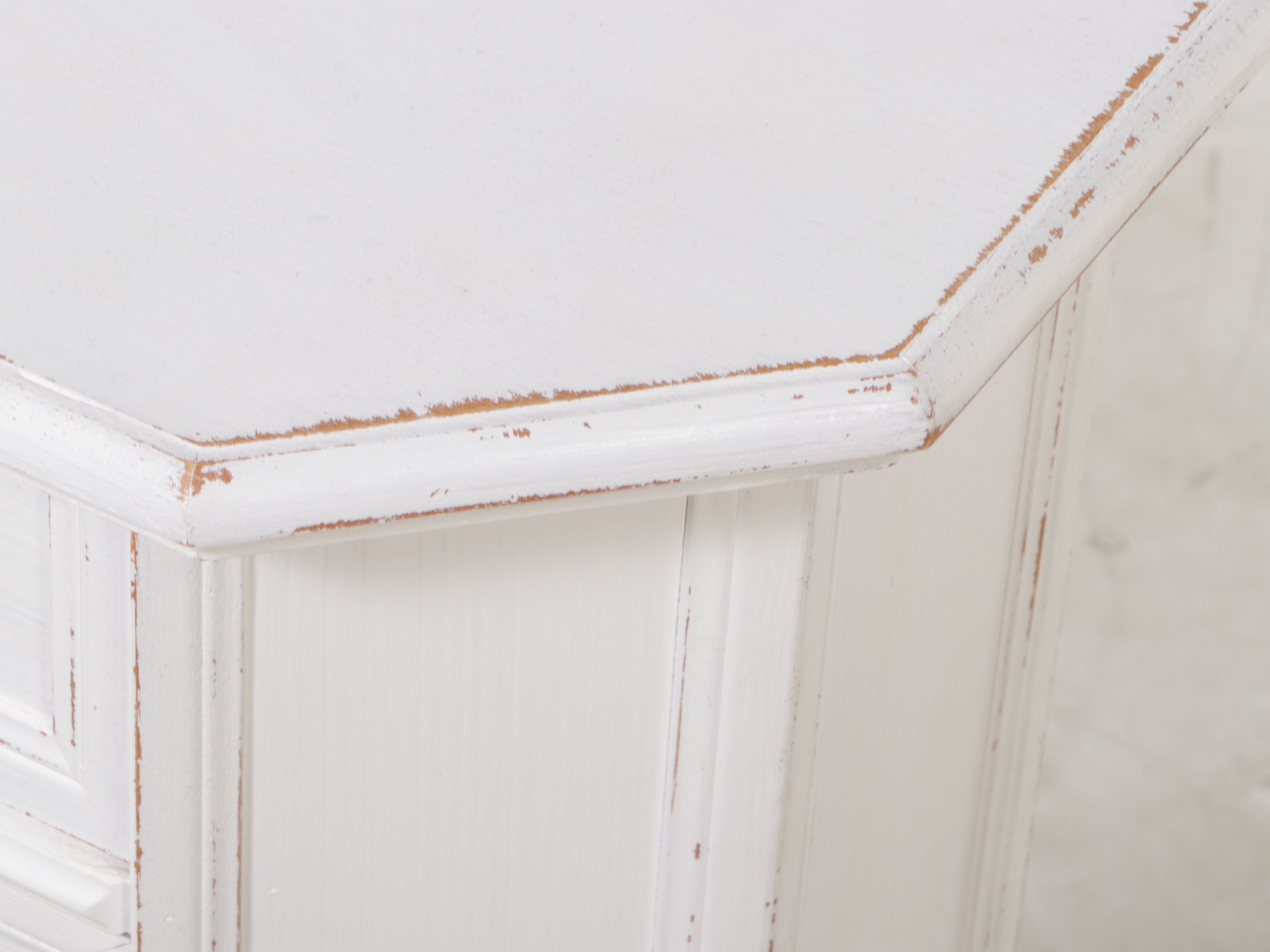 Italian Distressed White-Painted Accent Cabinet and Madison Mirror