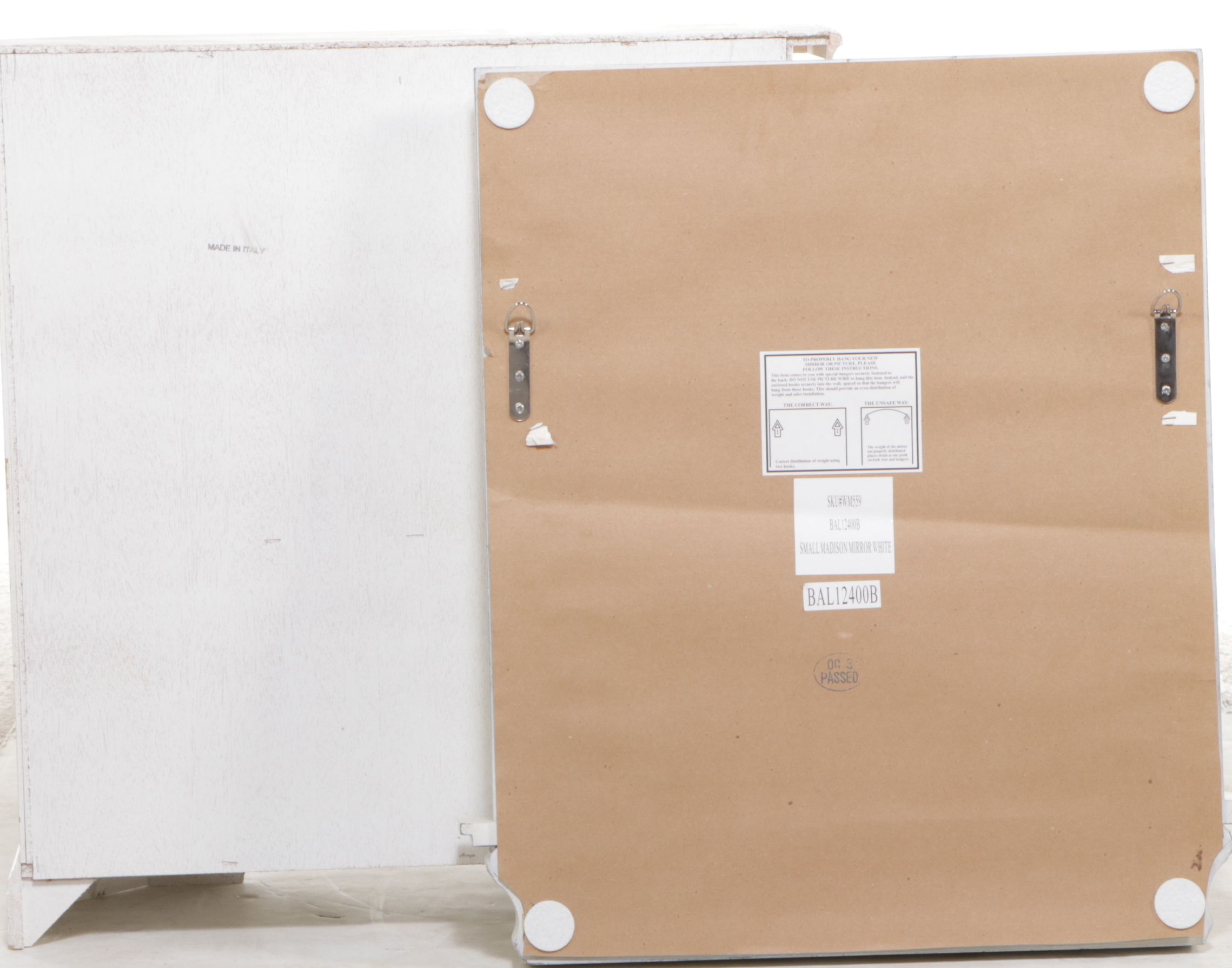 Italian Distressed White-Painted Accent Cabinet and Madison Mirror