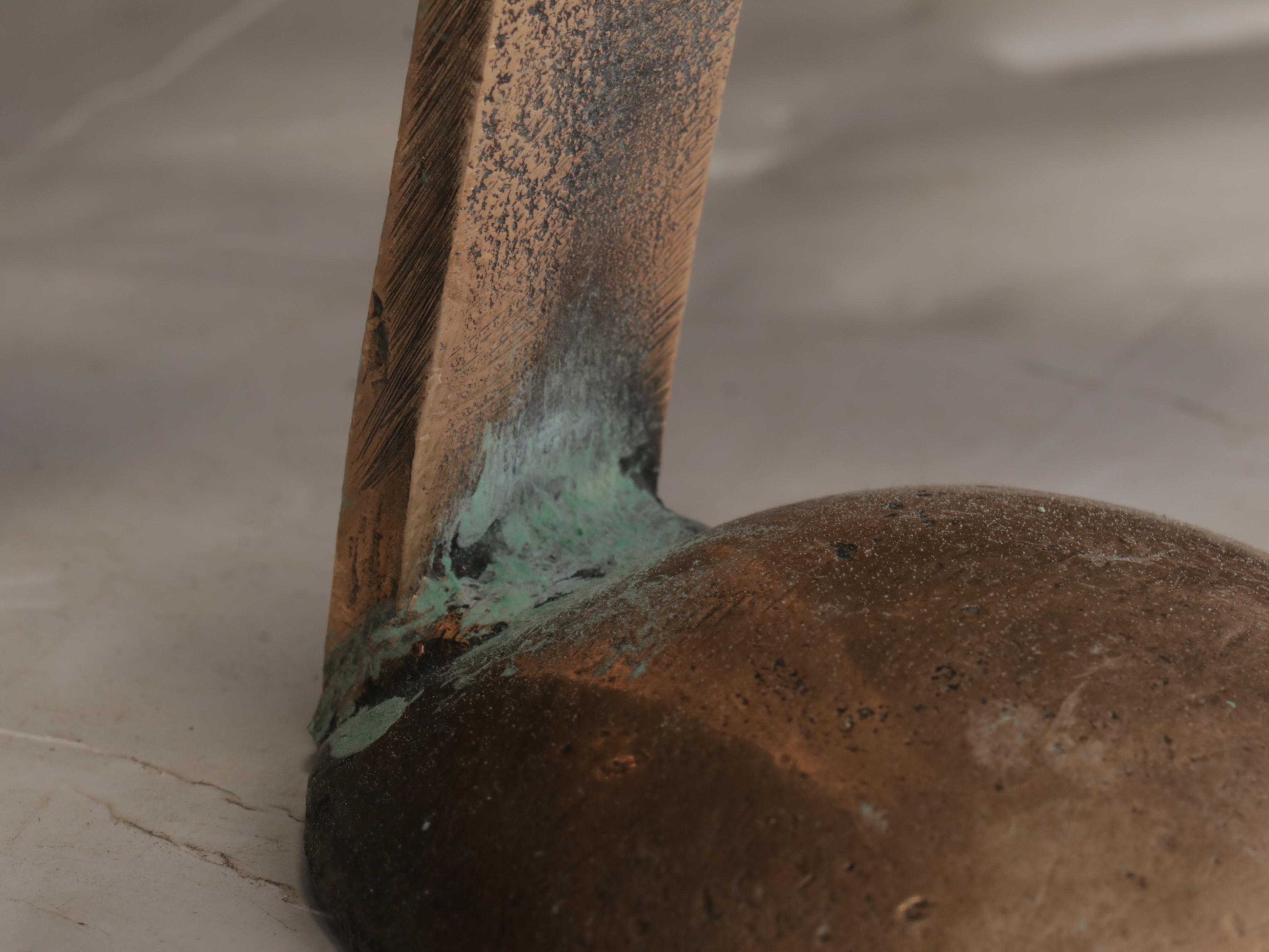 Victorian Brass Cannonball Fender with Footman Trivet Shelf