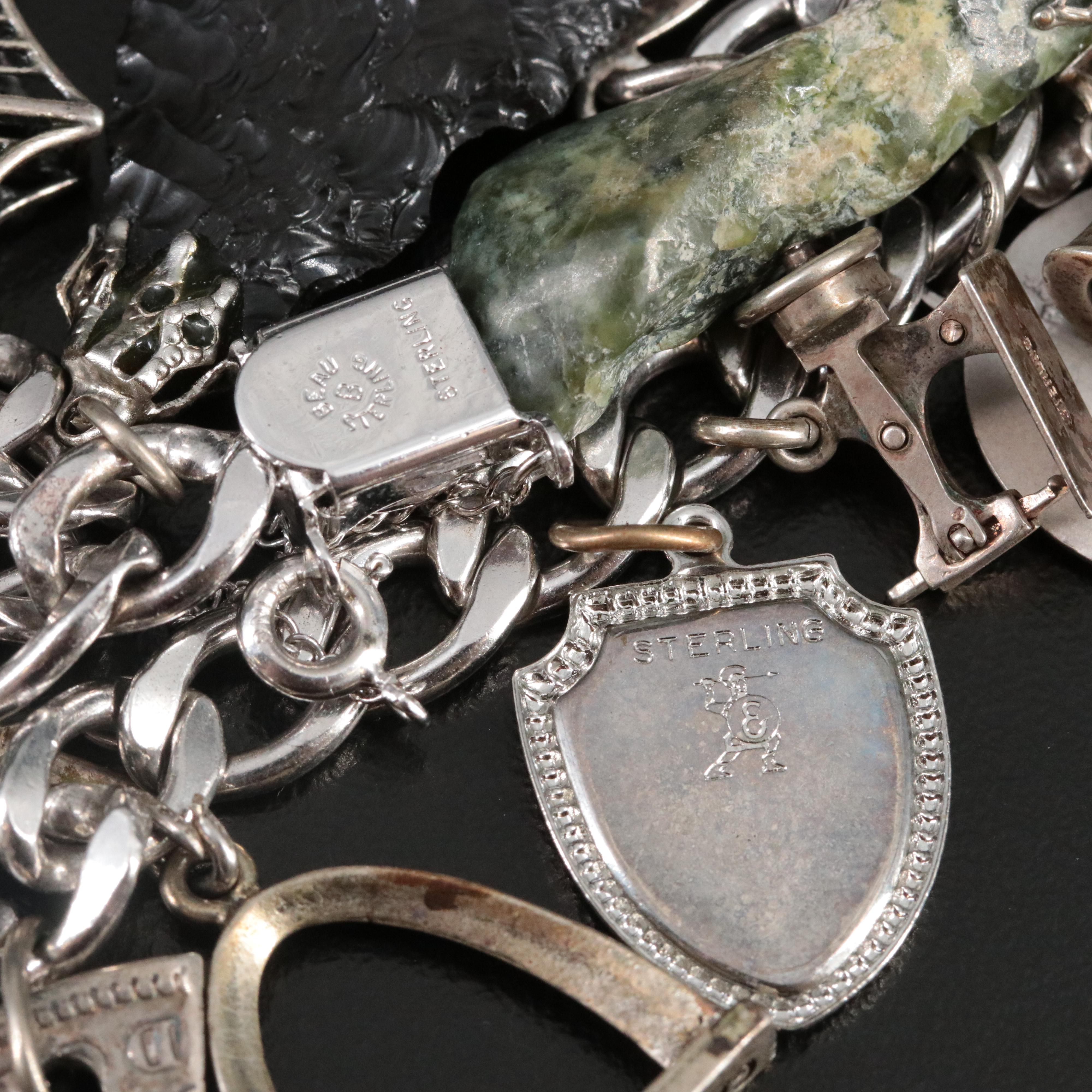 Beau Sterling Gemstone Charm Bracelet