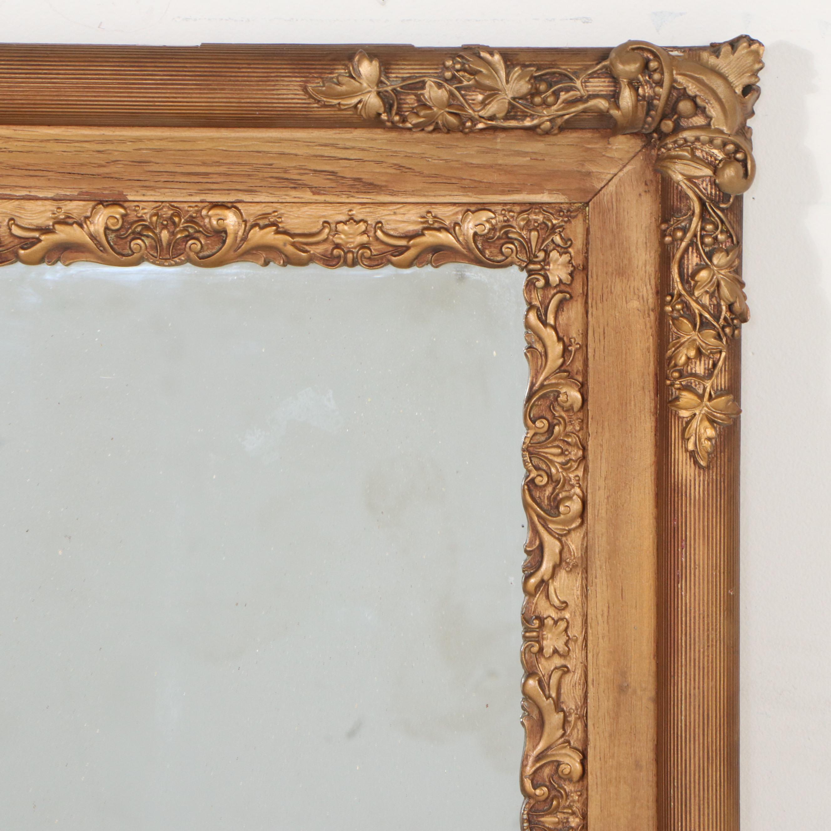 Giltwood and Gesso Triple Frame Wall Mirror with Grapevine and Floral Pattern