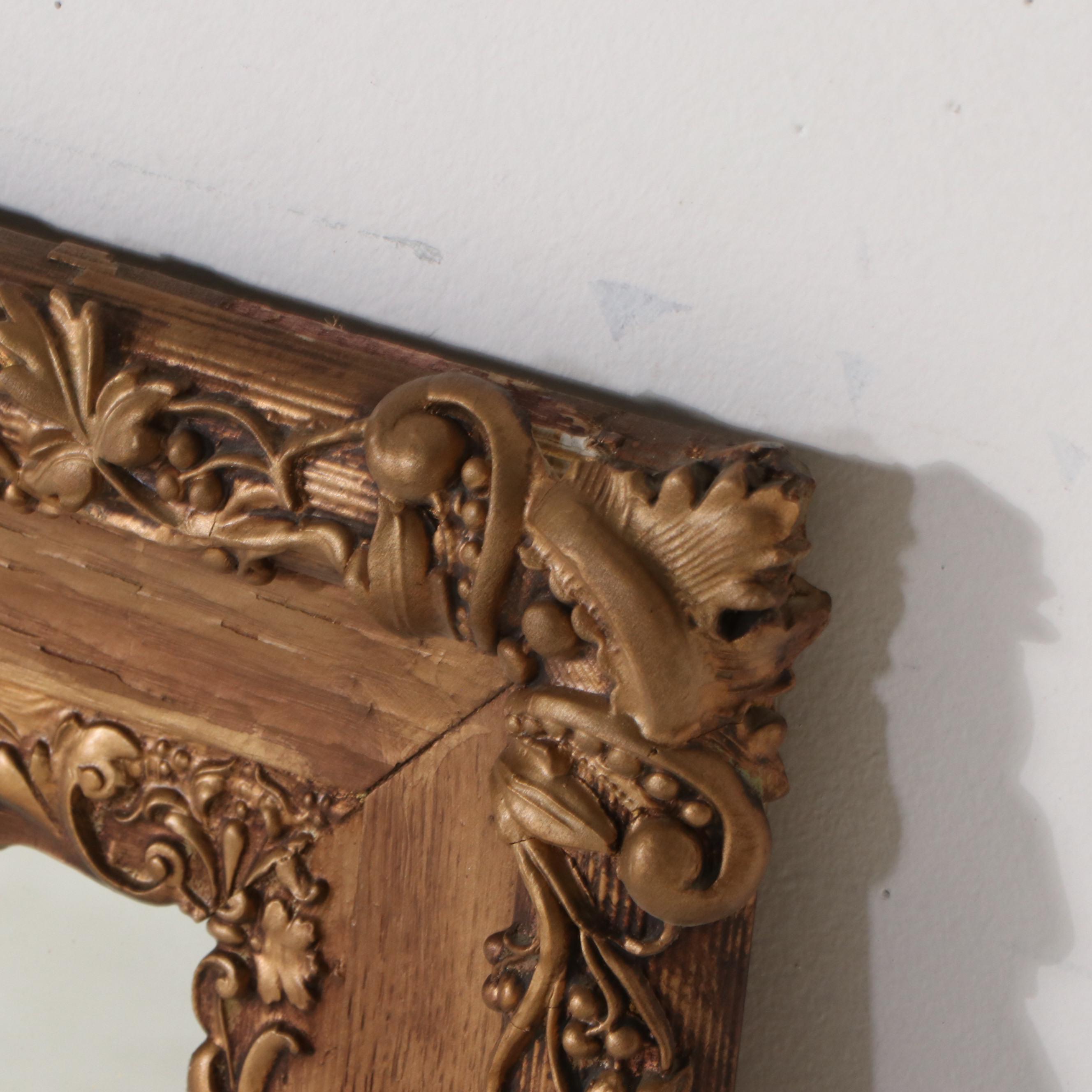 Giltwood and Gesso Triple Frame Wall Mirror with Grapevine and Floral Pattern