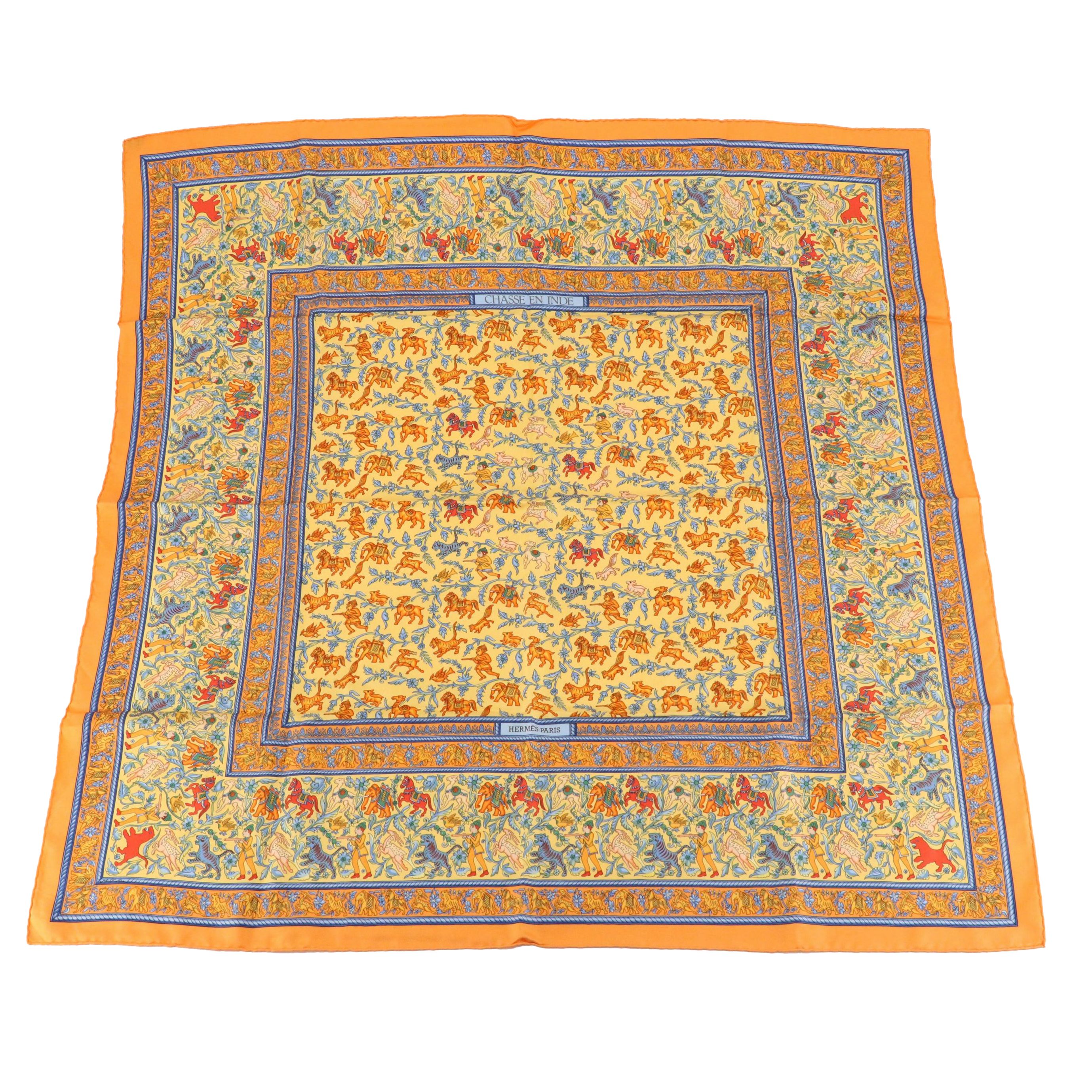 Hermès "Chasse en Inde" Scarf 90 in Silk Twill