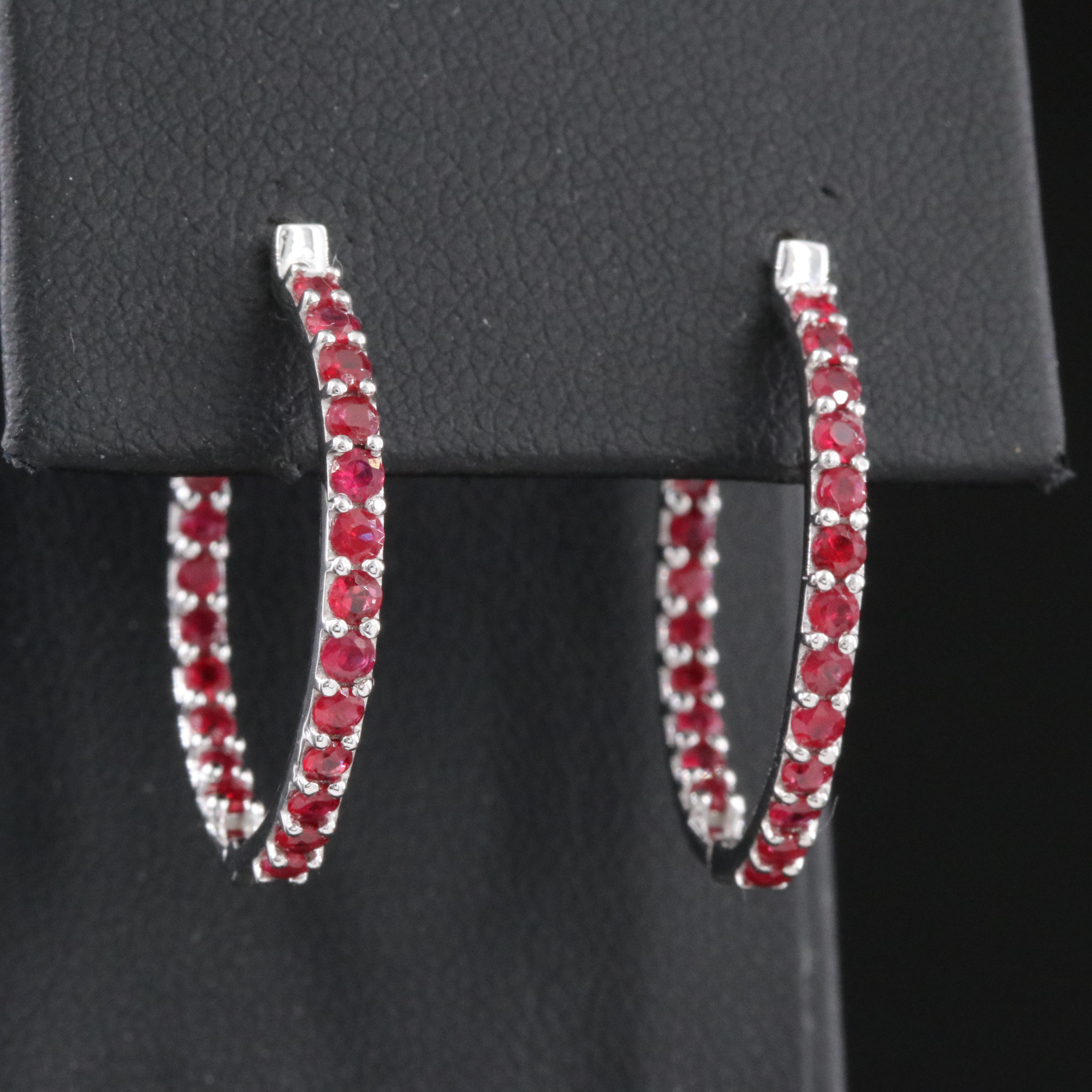 Platinum Ruby Inside-Out Hoop Earrings