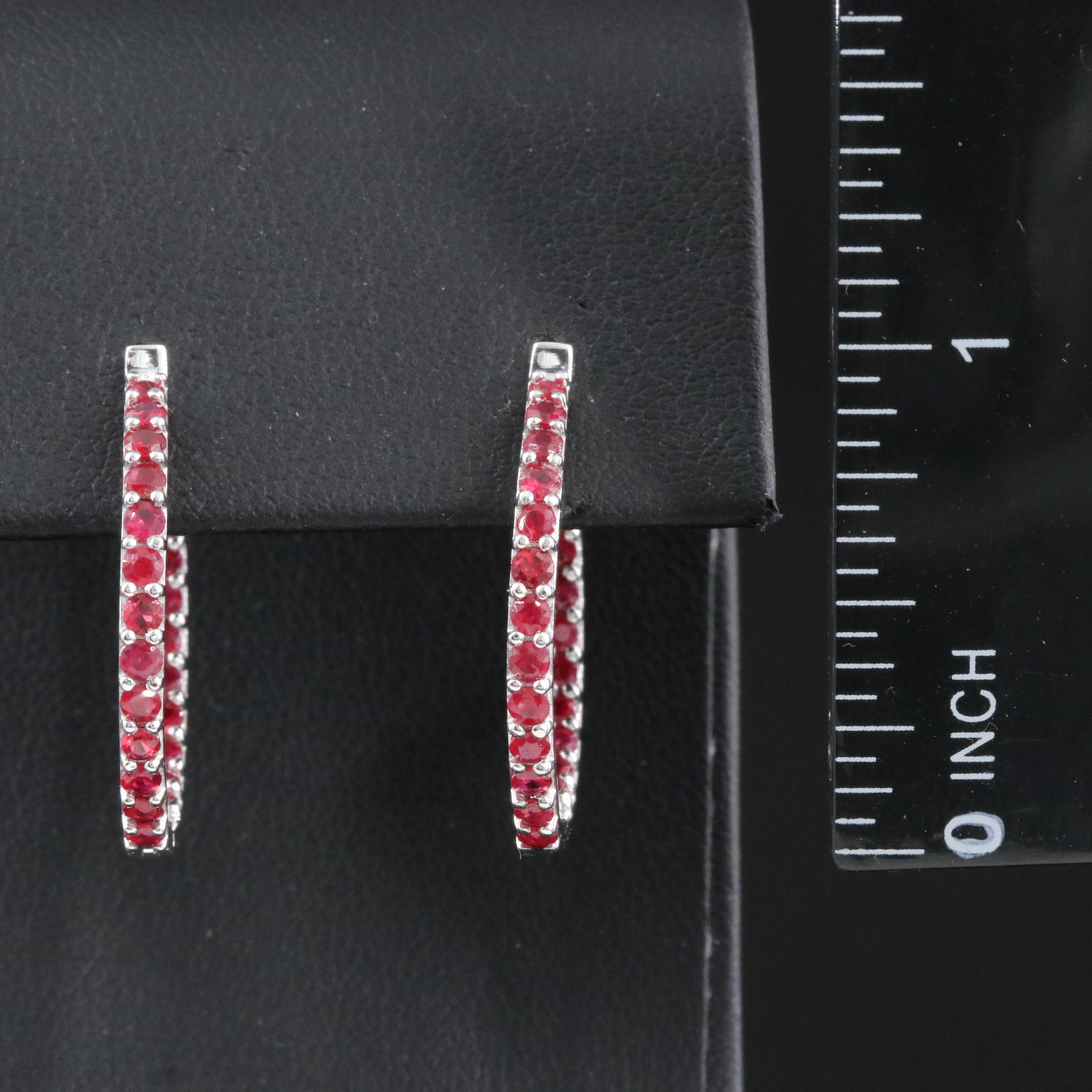 Platinum Ruby Inside-Out Hoop Earrings