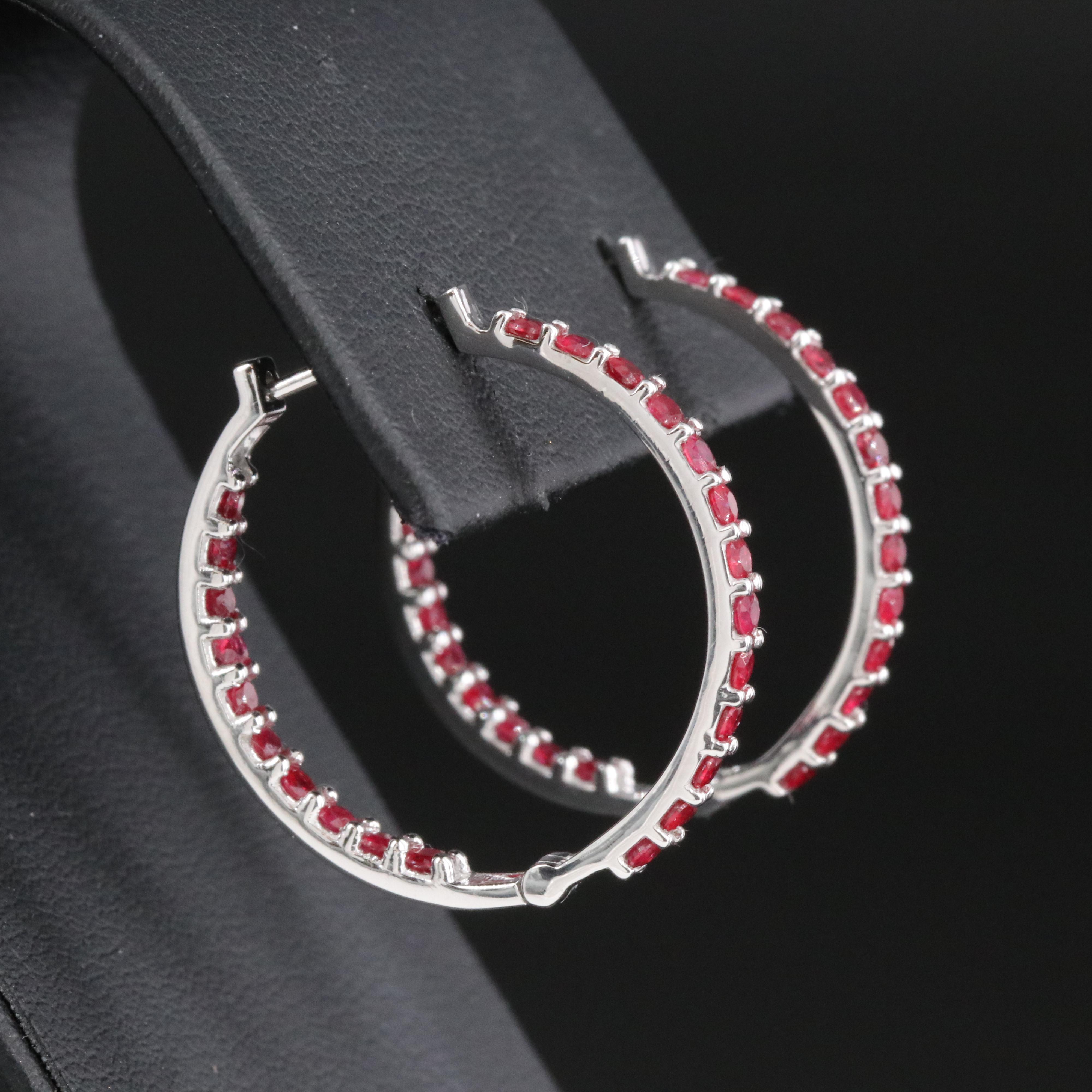 Platinum Ruby Inside-Out Hoop Earrings