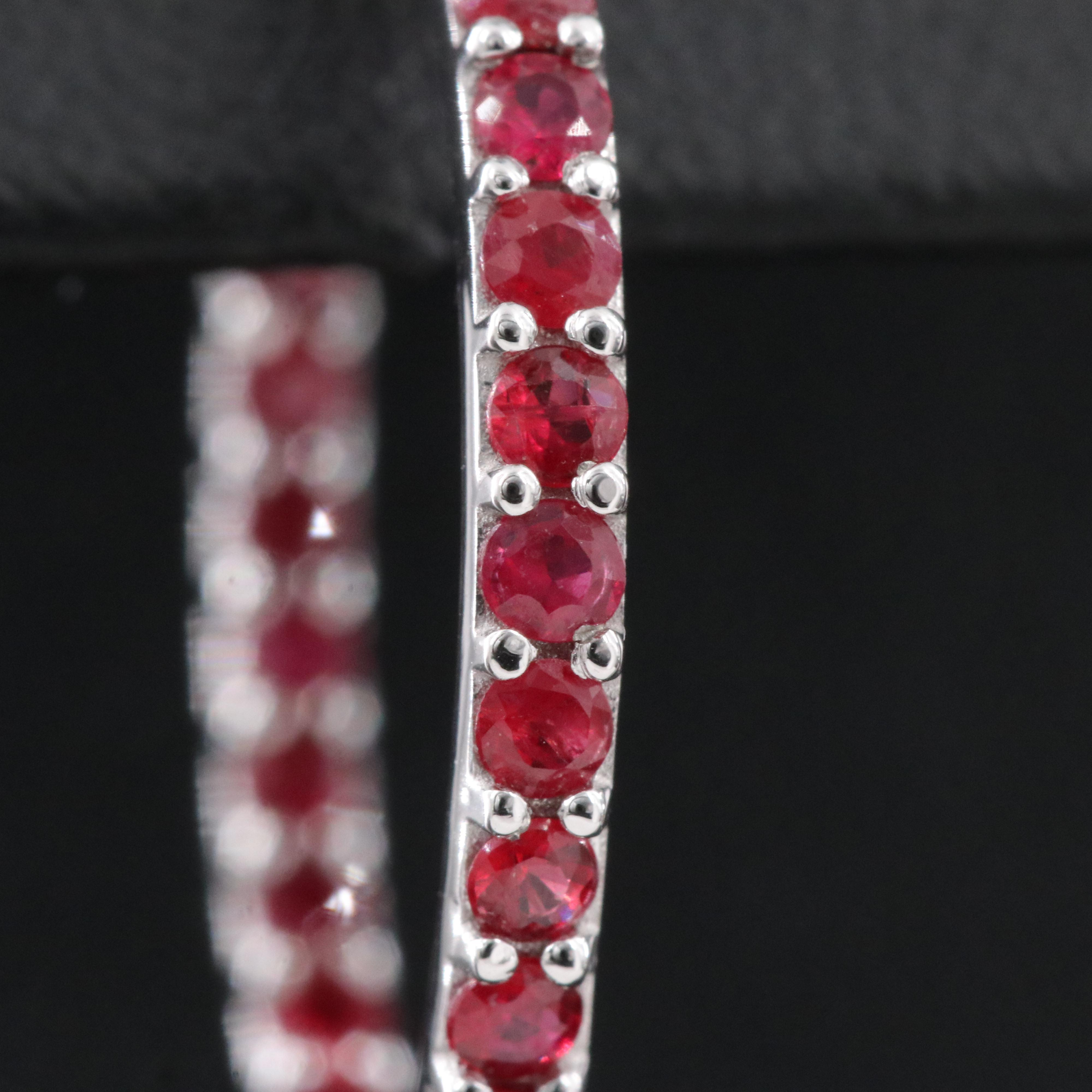 Platinum Ruby Inside-Out Hoop Earrings