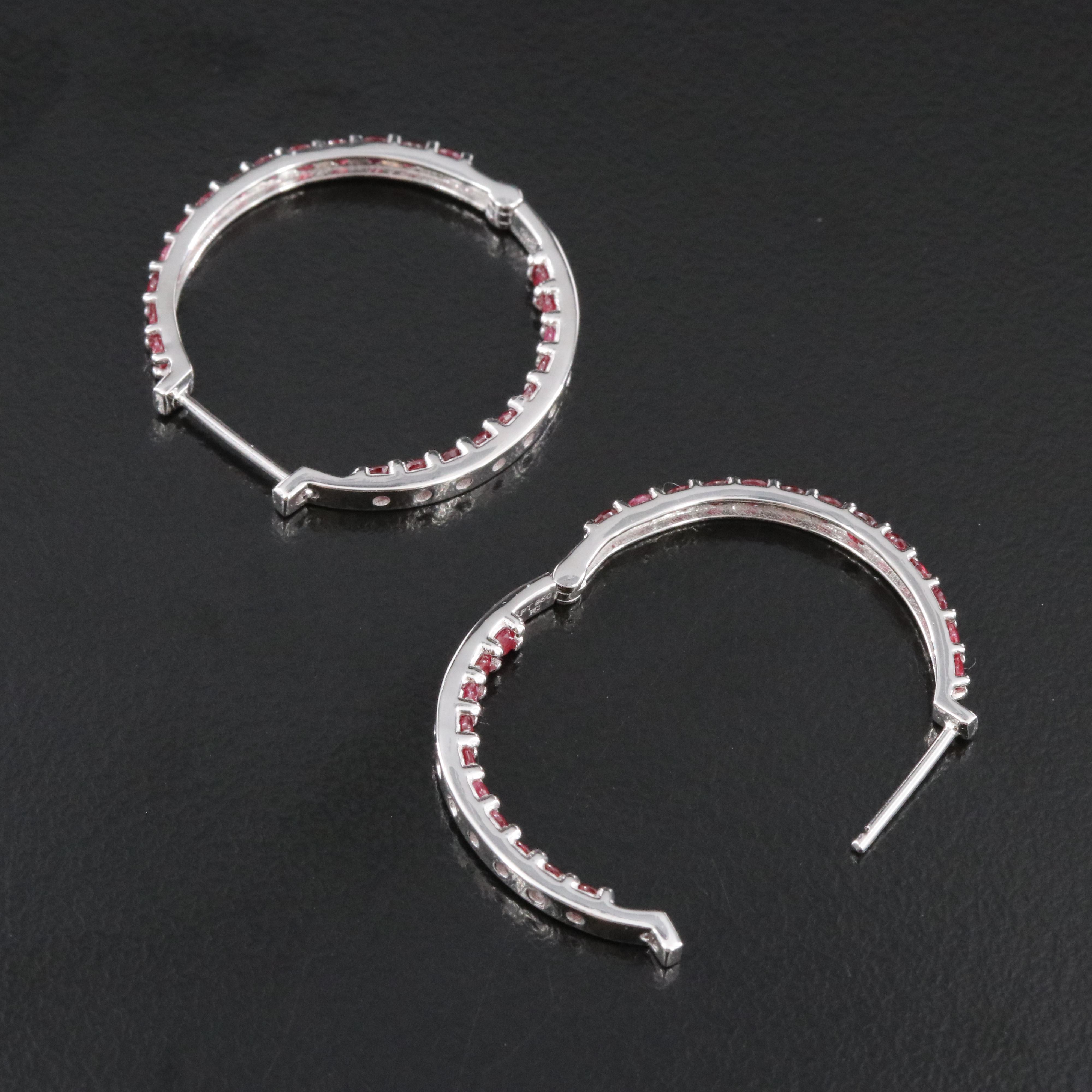 Platinum Ruby Inside-Out Hoop Earrings