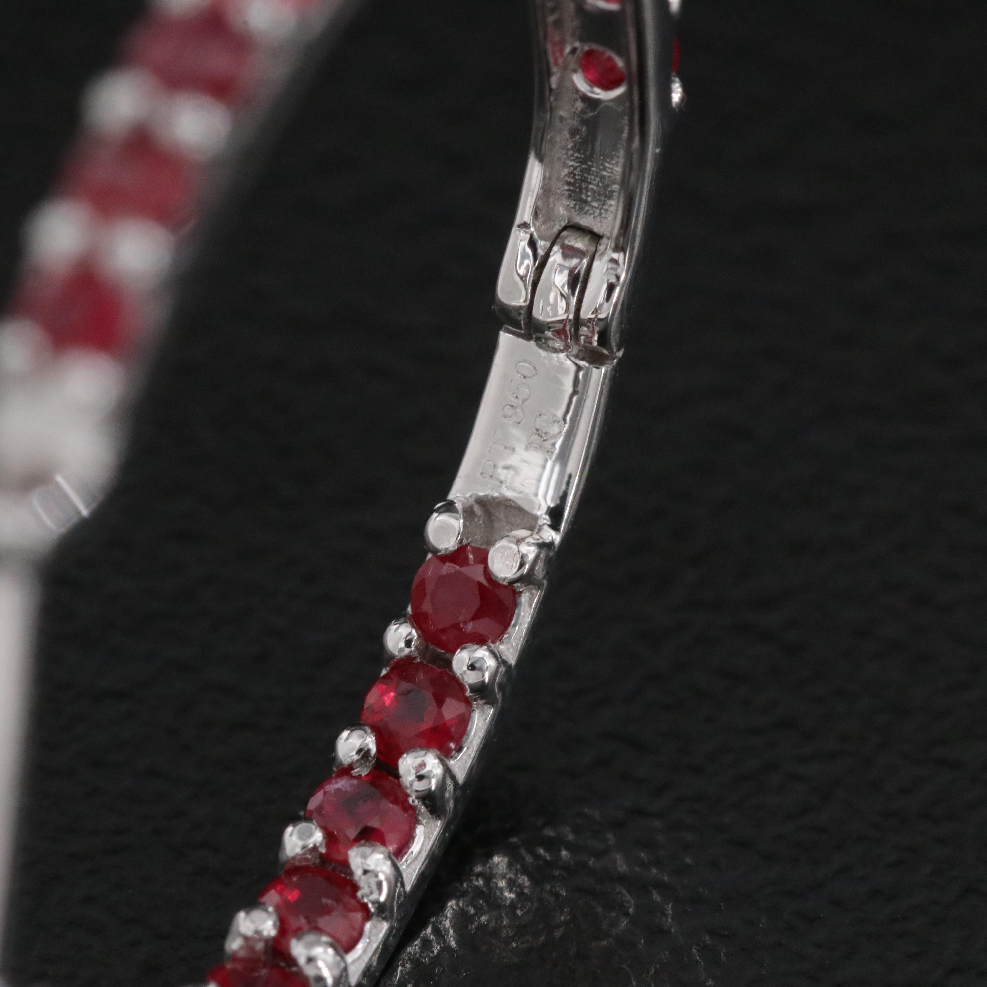 Platinum Ruby Inside-Out Hoop Earrings