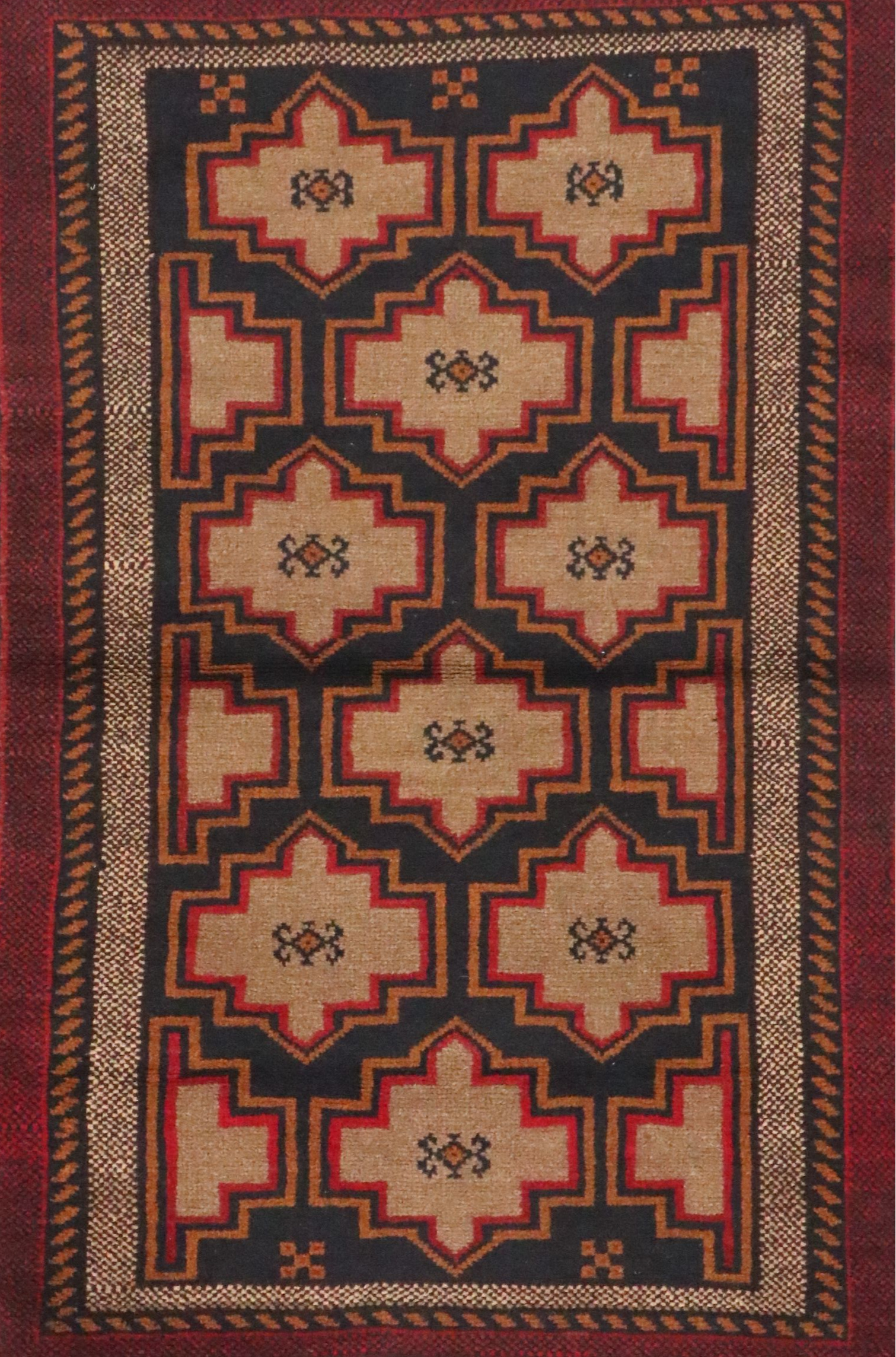 2'9 x 4'2 Hand-Knotted Afghan Baluch Accent Rug